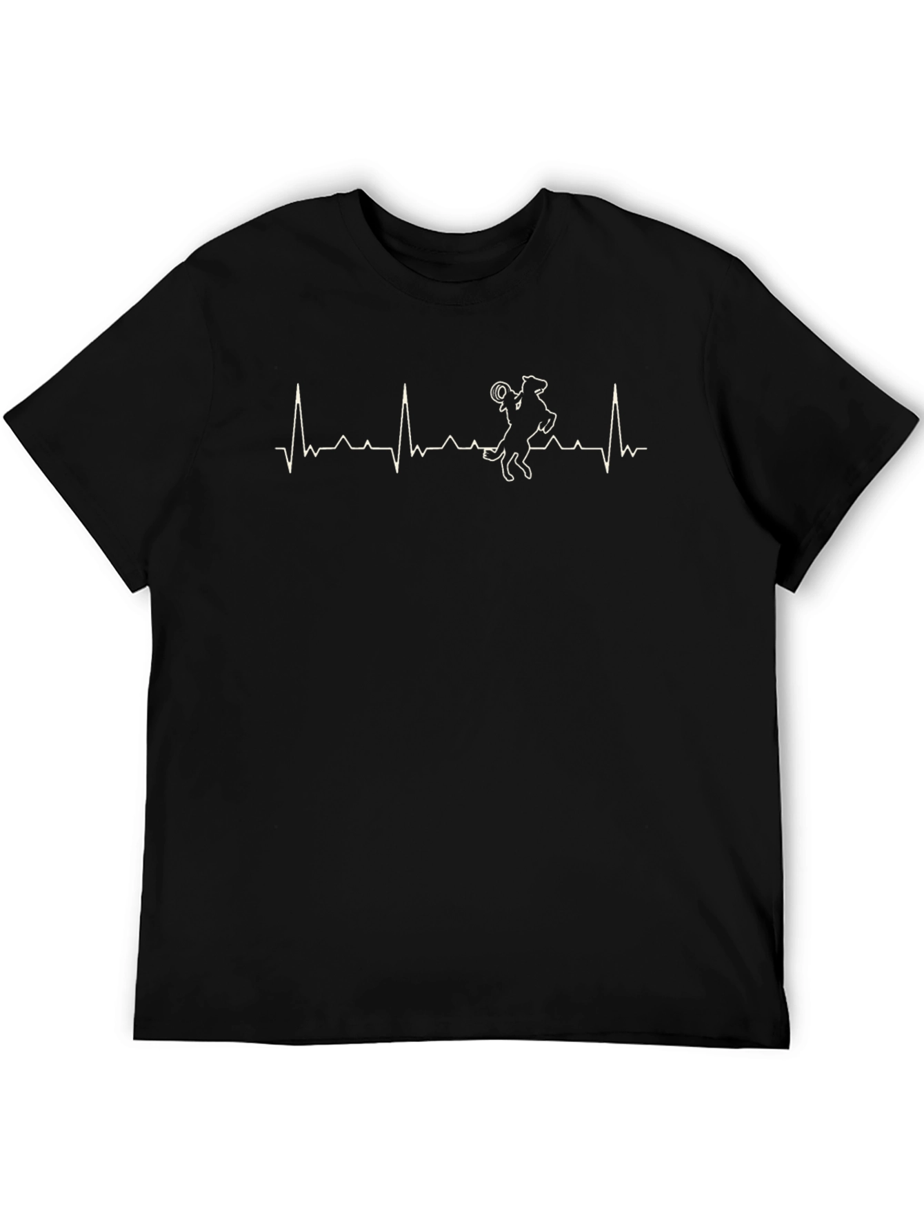 Dog Frisbee Heartbeat Graphic Tee - Black Cotton Shirt