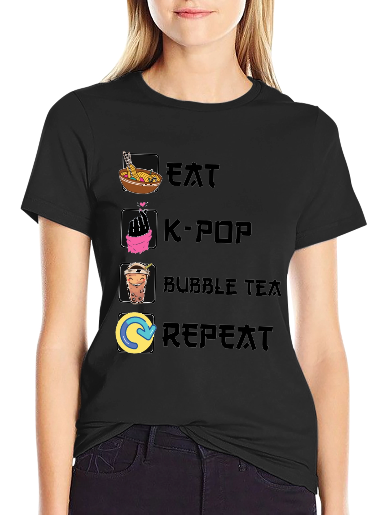 Eat K-Pop Bubble Tea Repeat T-Shirt