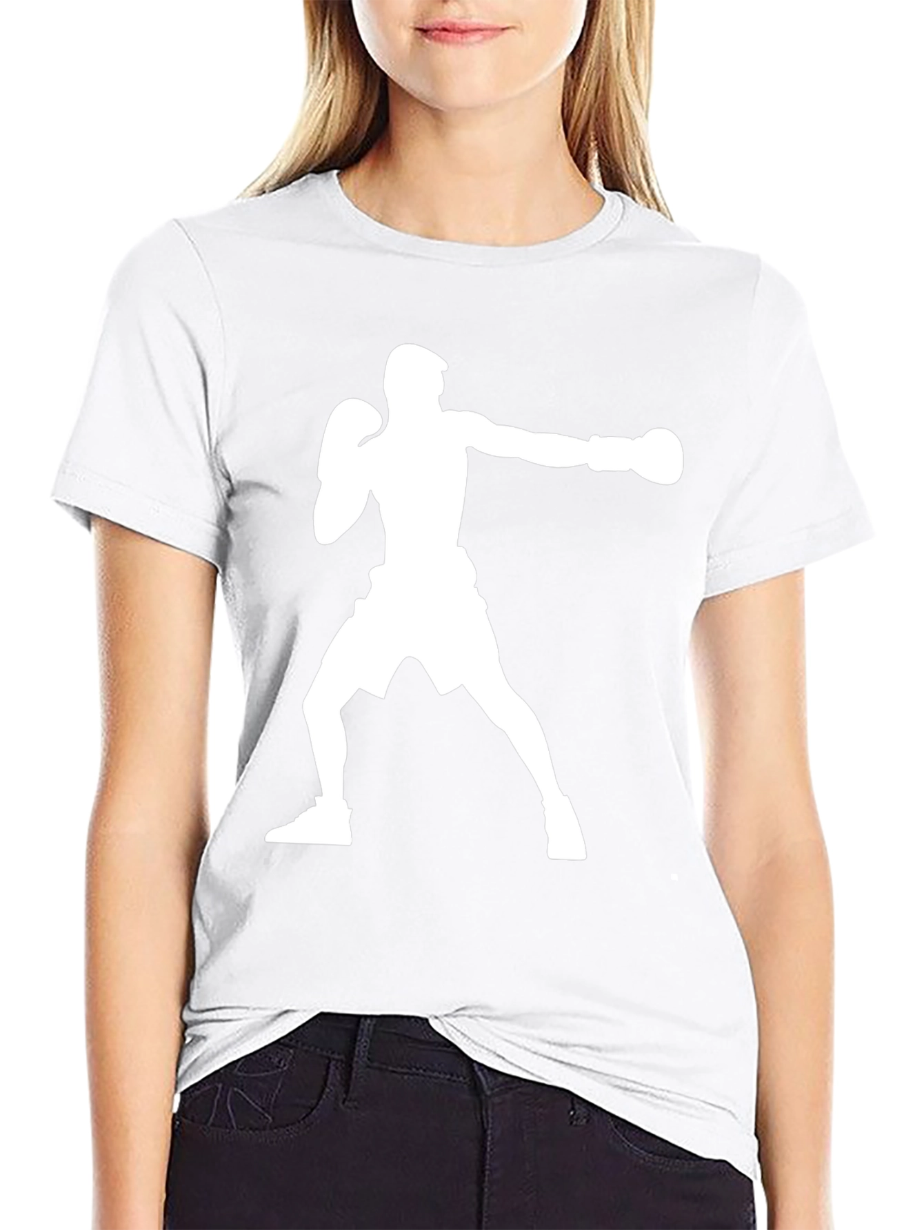 Boxing Silhouette Graphic T-Shirt - Black