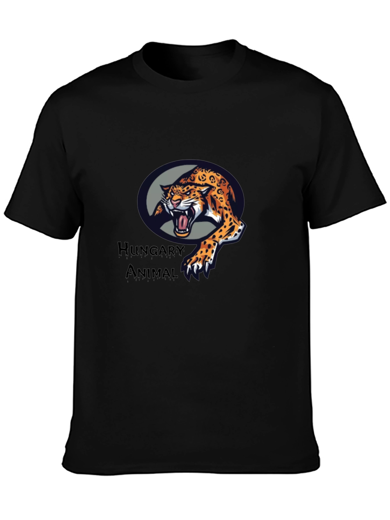 Hungary Animal Graphic Tee - Black Cotton T-Shirt