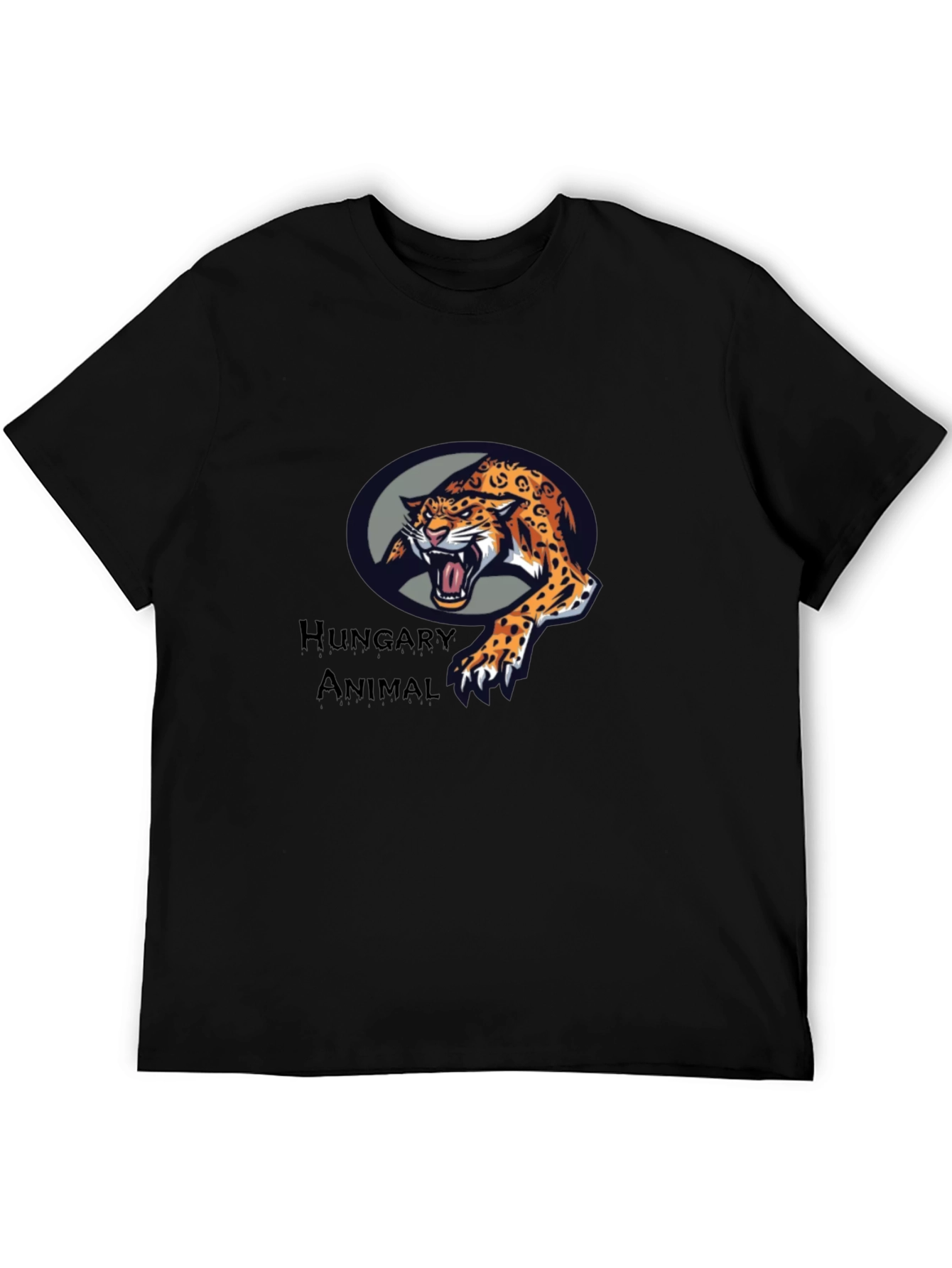 Hungary Animal Graphic Tee - Black Cotton T-Shirt