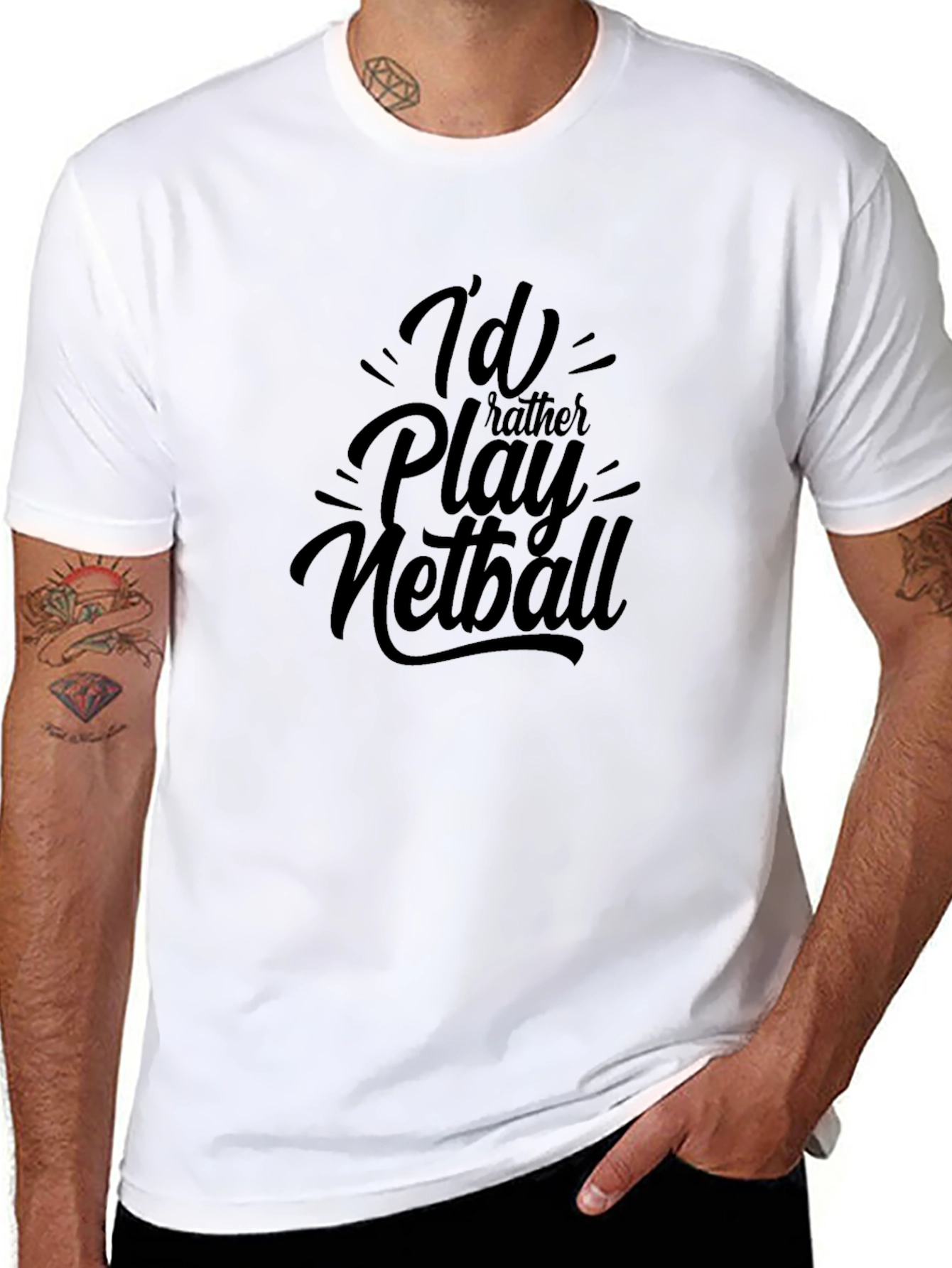 Id Rather Play Netball Black T-Shirt