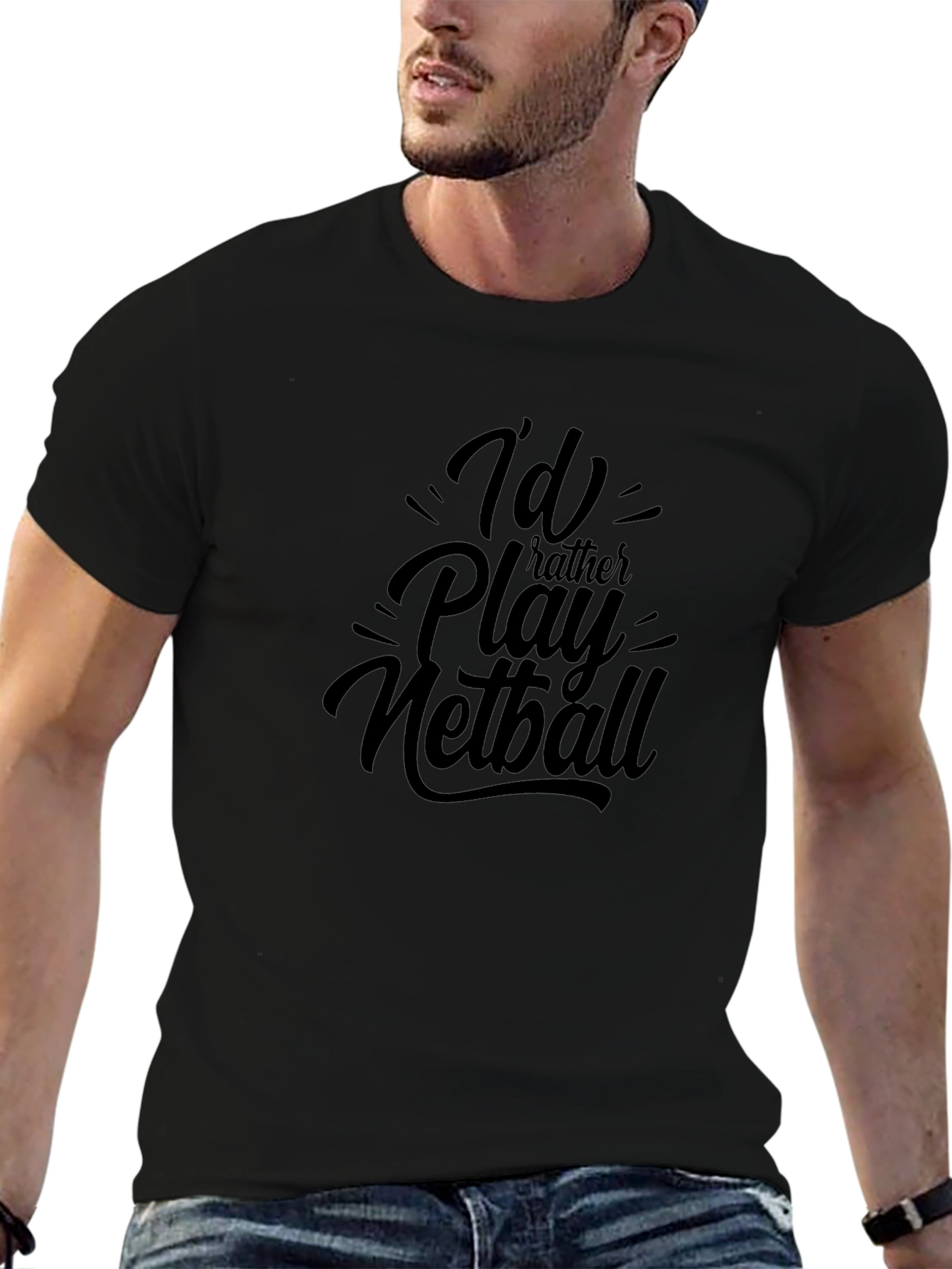 Id Rather Play Netball Black T-Shirt