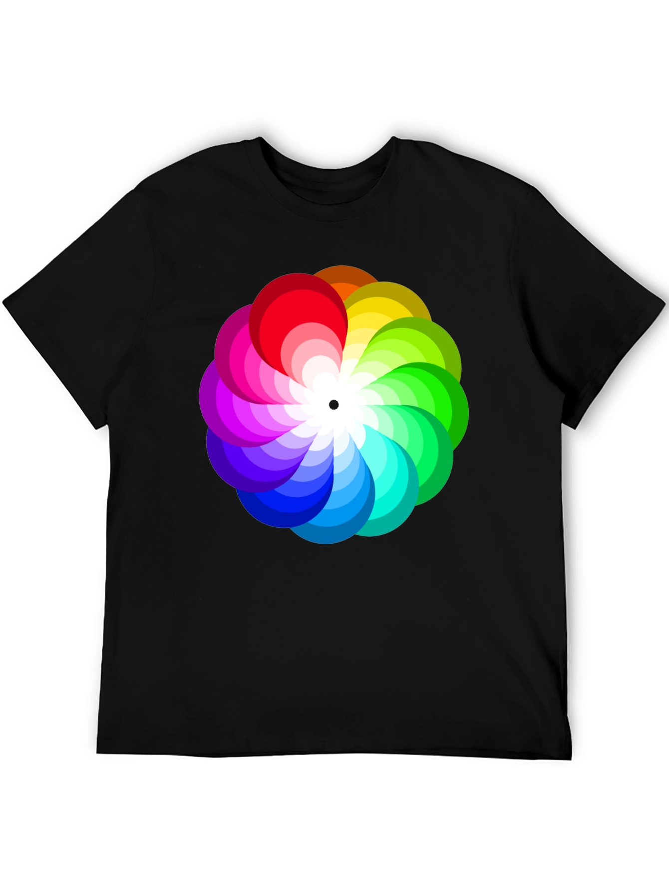 Vibrant Rainbow Flower Graphic T-Shirt - Stylish Mens Tee