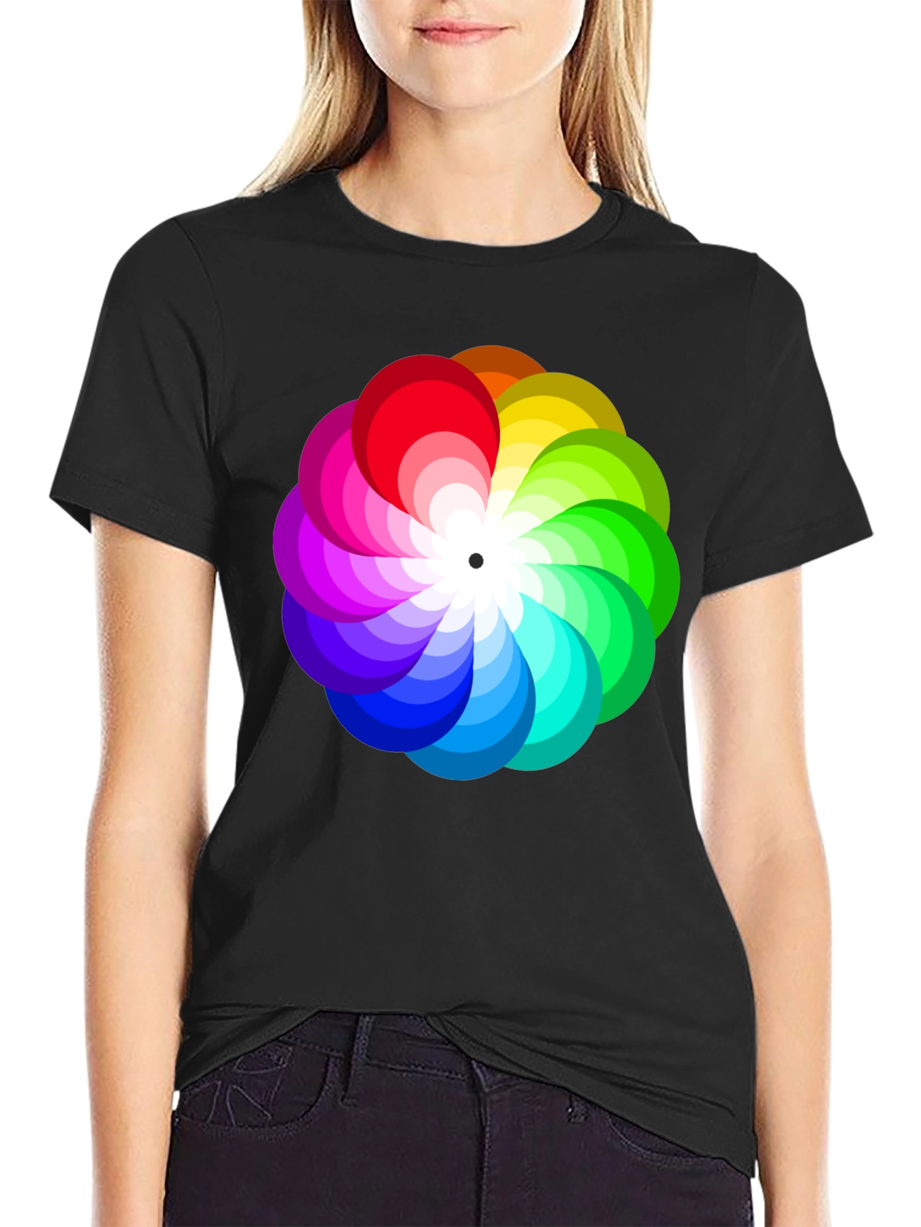 Vibrant Rainbow Flower Graphic T-Shirt - Stylish Mens Tee