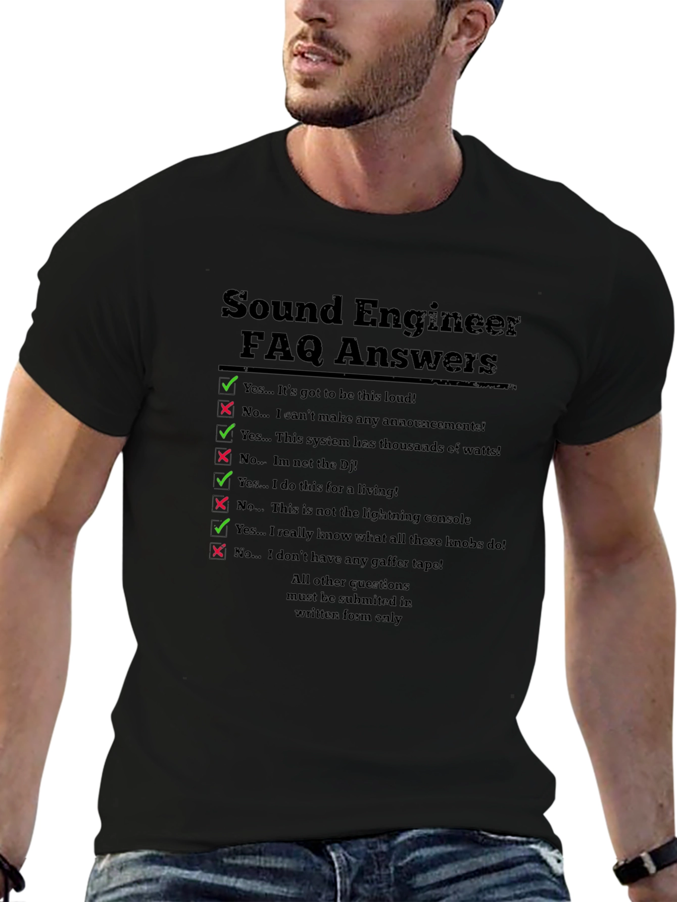 Sound Engineer FAQ T-Shirt - Funny Audio Tech Gift