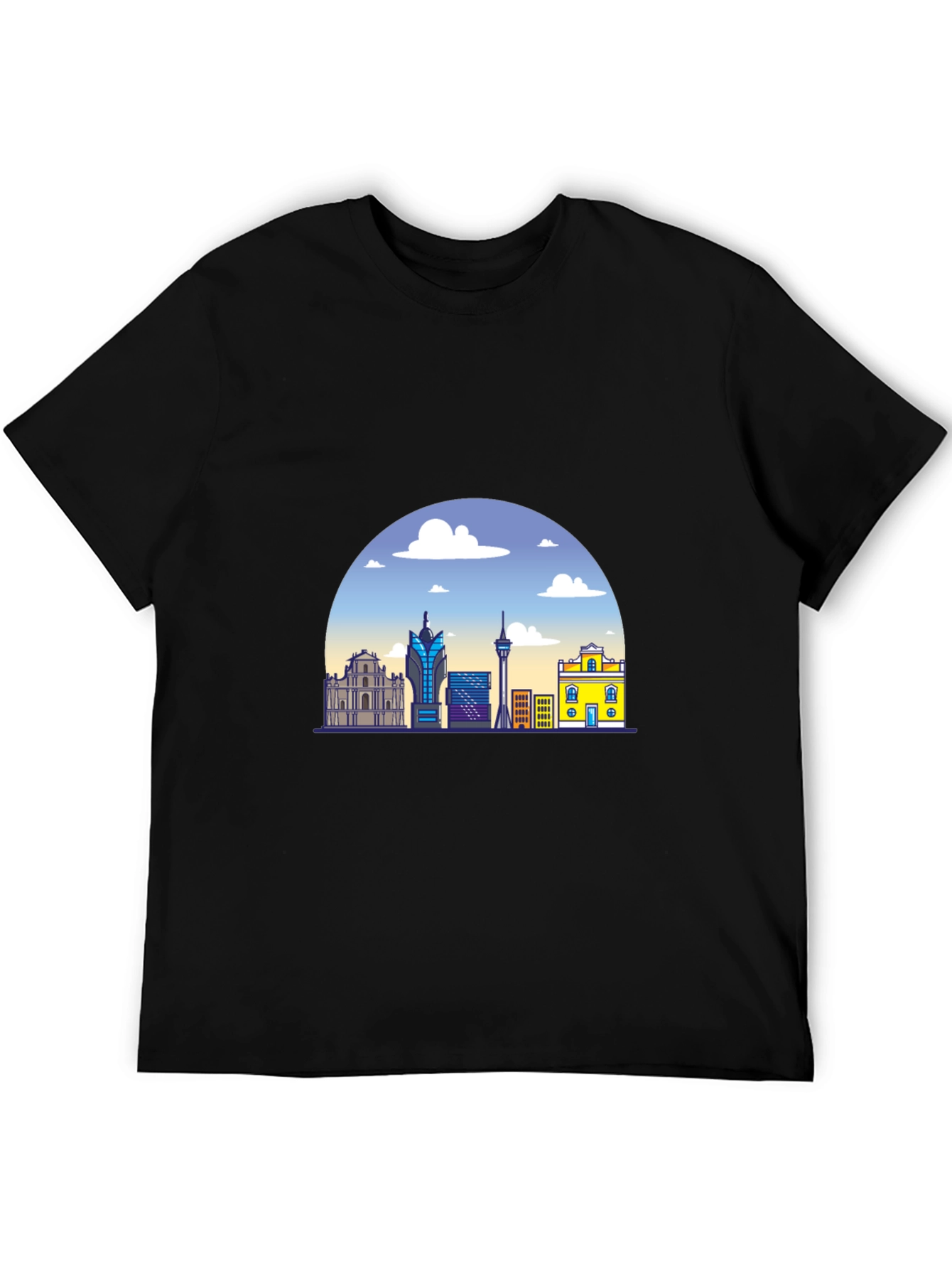 Macau Skyline Graphic Black T-Shirt