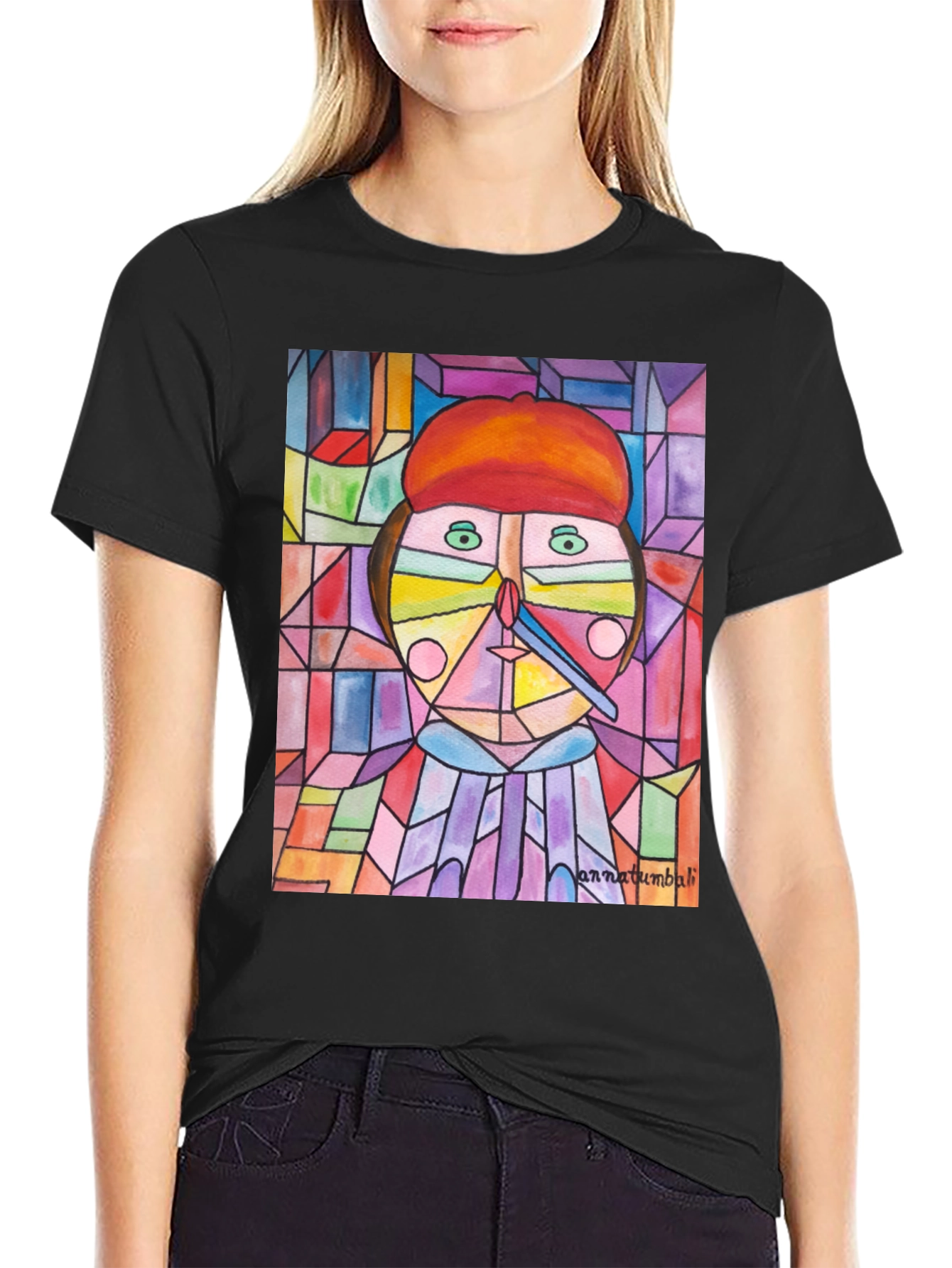 Abstract Art Print Black T-Shirt