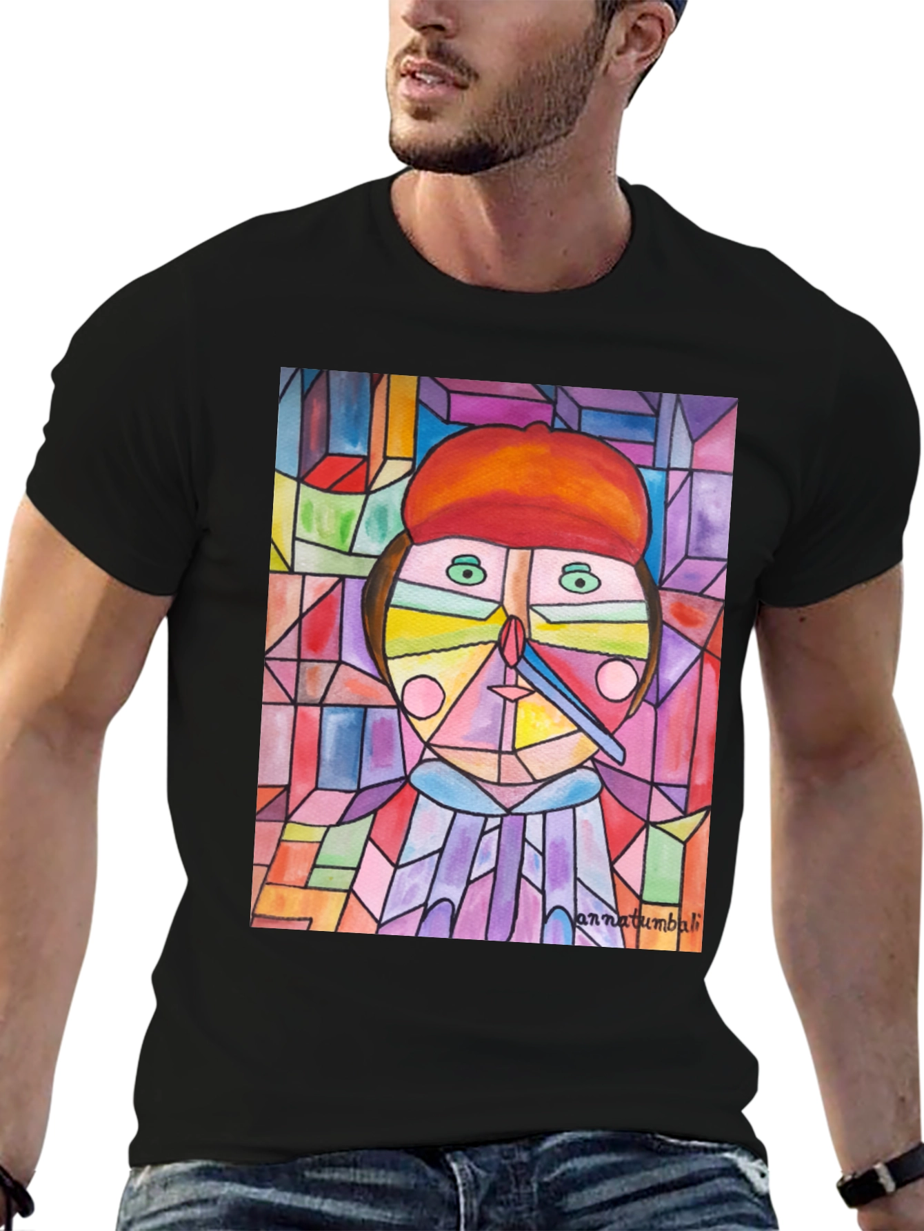 Abstract Art Print Black T-Shirt