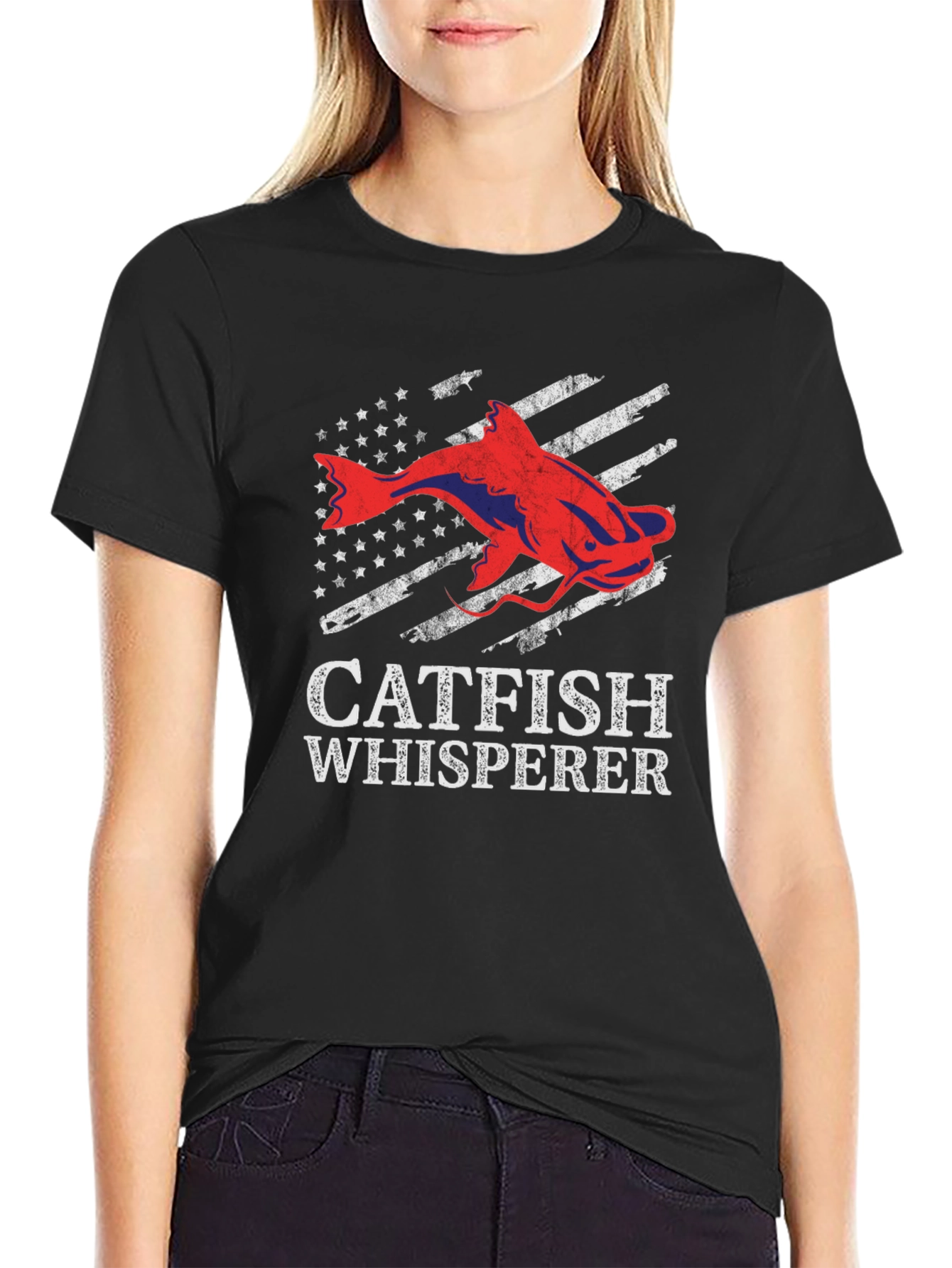 Catfish Whisperer Graphic T-Shirt - Patriotic Angler Tee