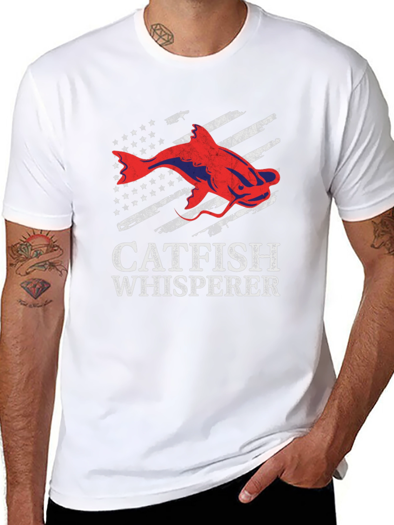 Catfish Whisperer Graphic T-Shirt - Patriotic Angler Tee