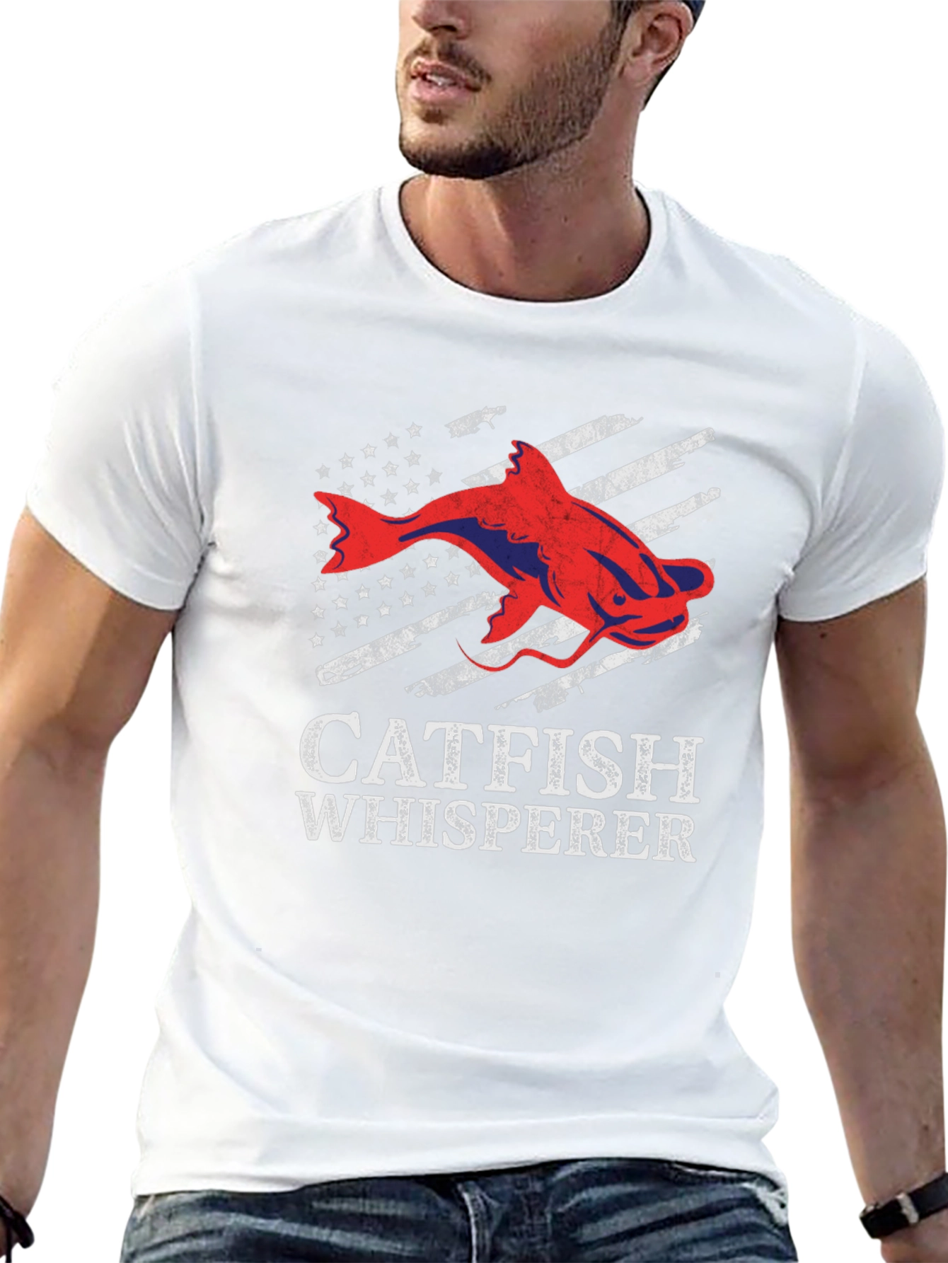 Catfish Whisperer Graphic T-Shirt - Patriotic Angler Tee
