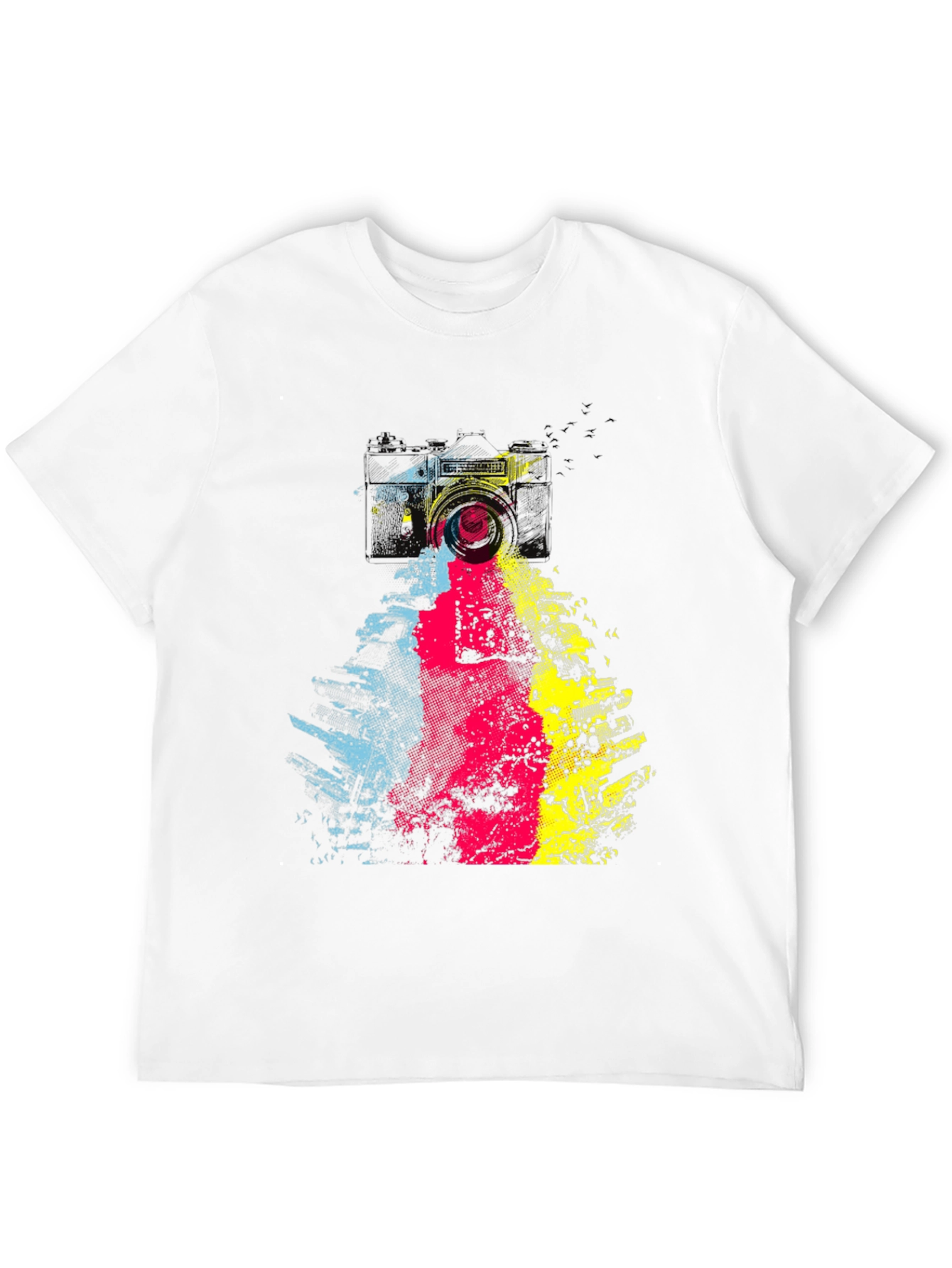 Camera Graphic Print Mens Black T-Shirt