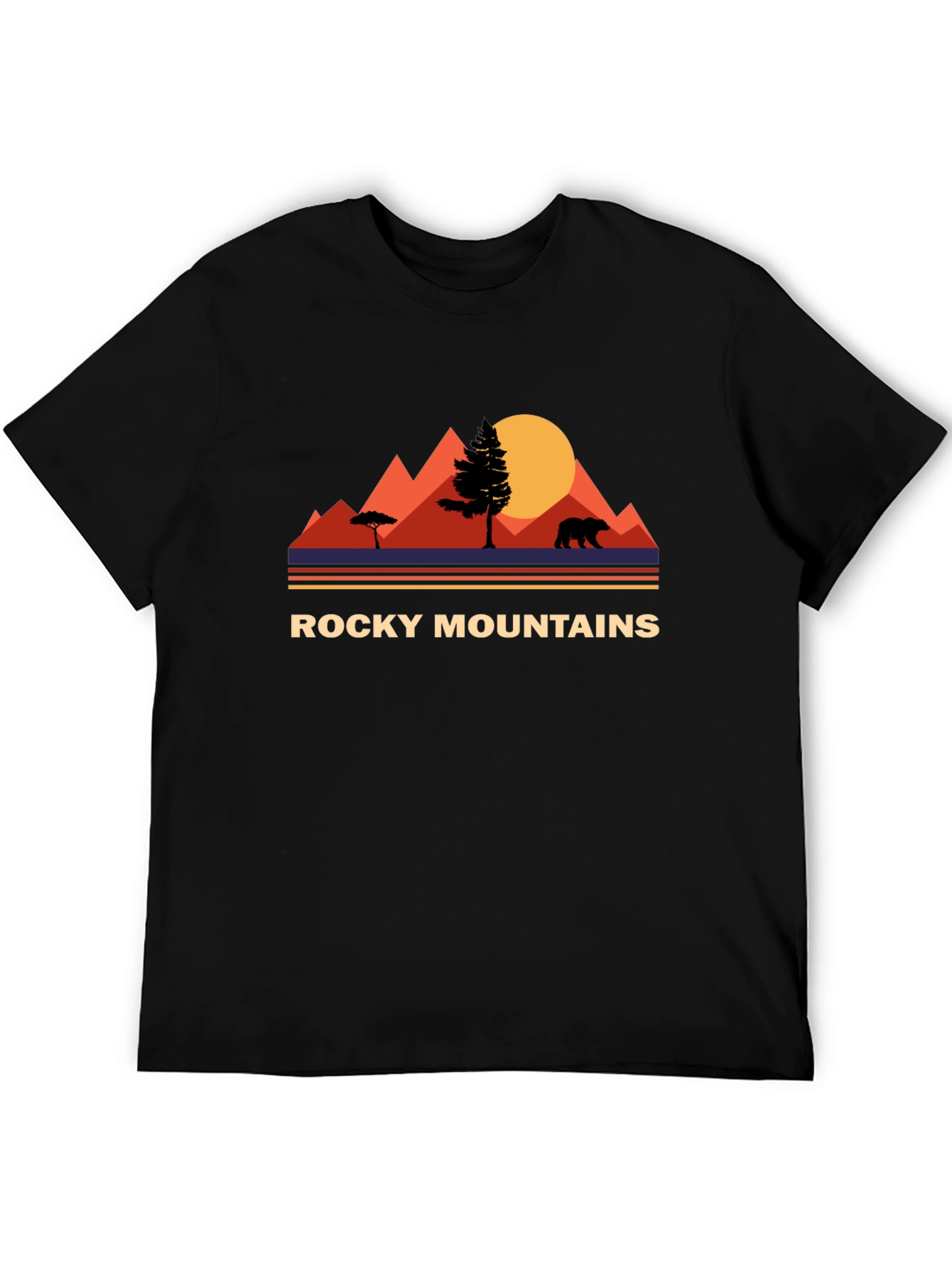 Rocky Mountains Bear Graphic Tee - Nature Adventure Shirt