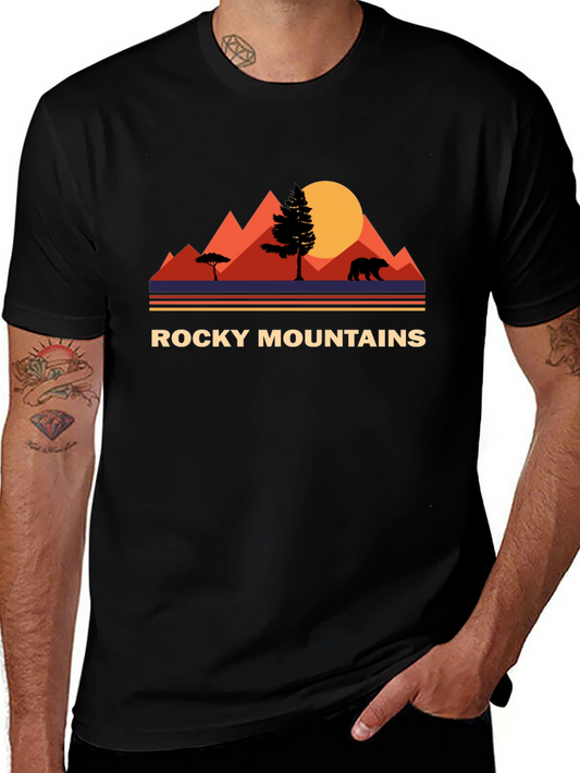 Rocky Mountains Bear Graphic Tee - Nature Adventure Shirt