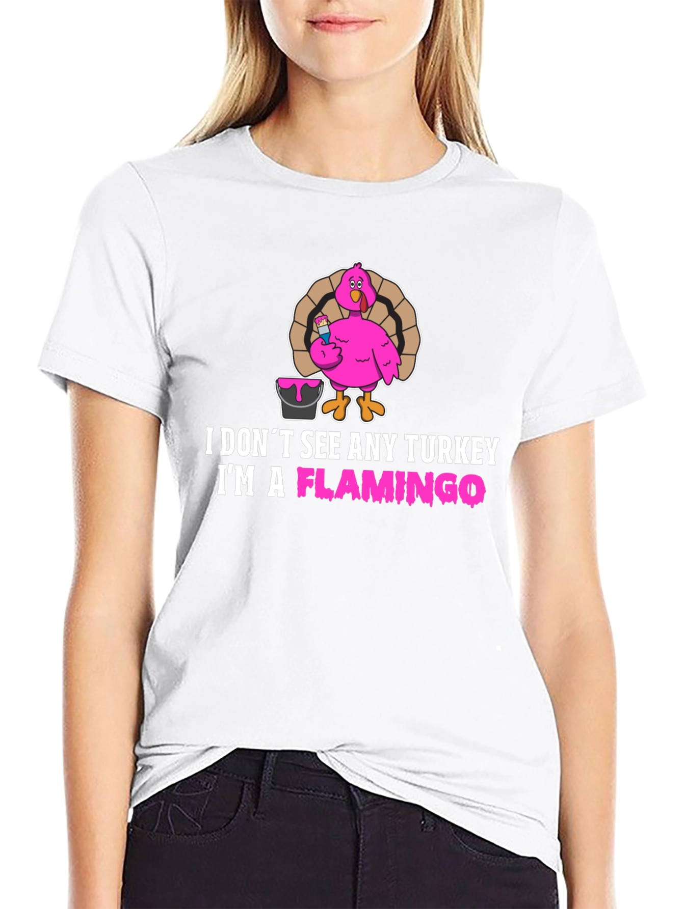 Funny Thanksgiving Flamingo Graphic T-Shirt