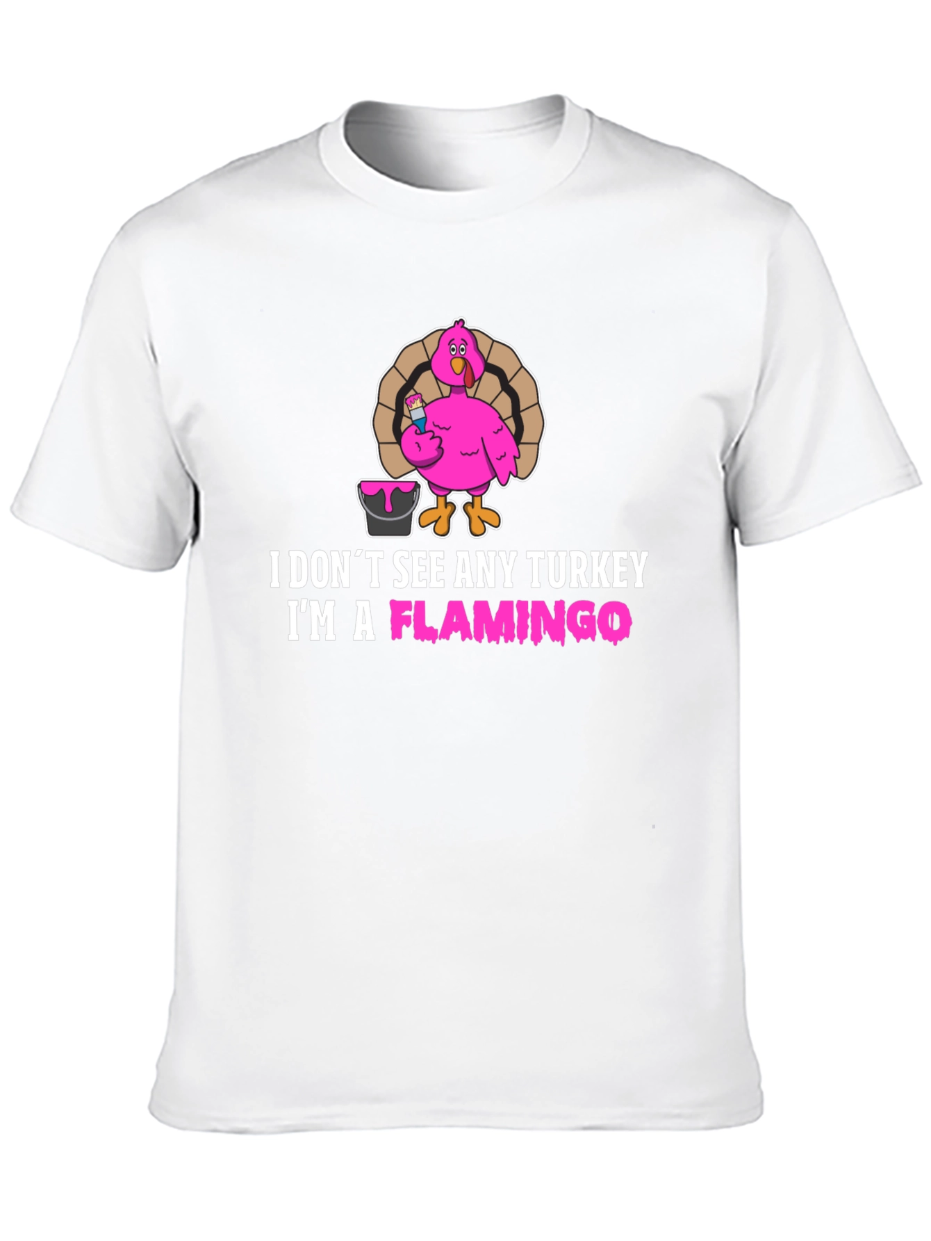Funny Thanksgiving Flamingo Graphic T-Shirt