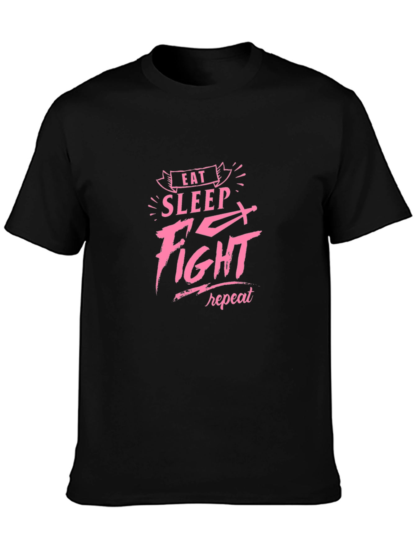 Eat Sleep Fight Repeat Black Graphic Tee