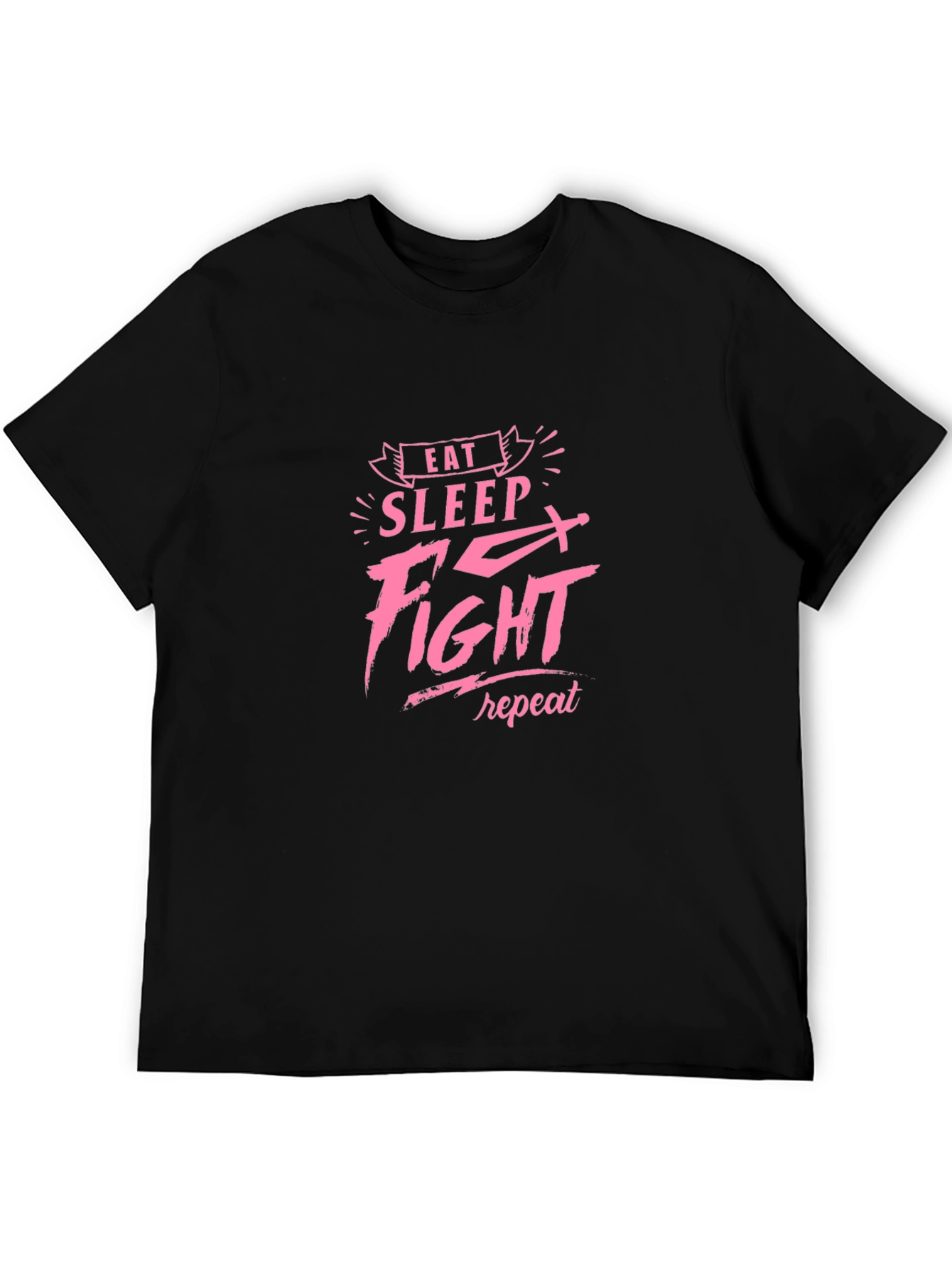 Eat Sleep Fight Repeat Black Graphic Tee