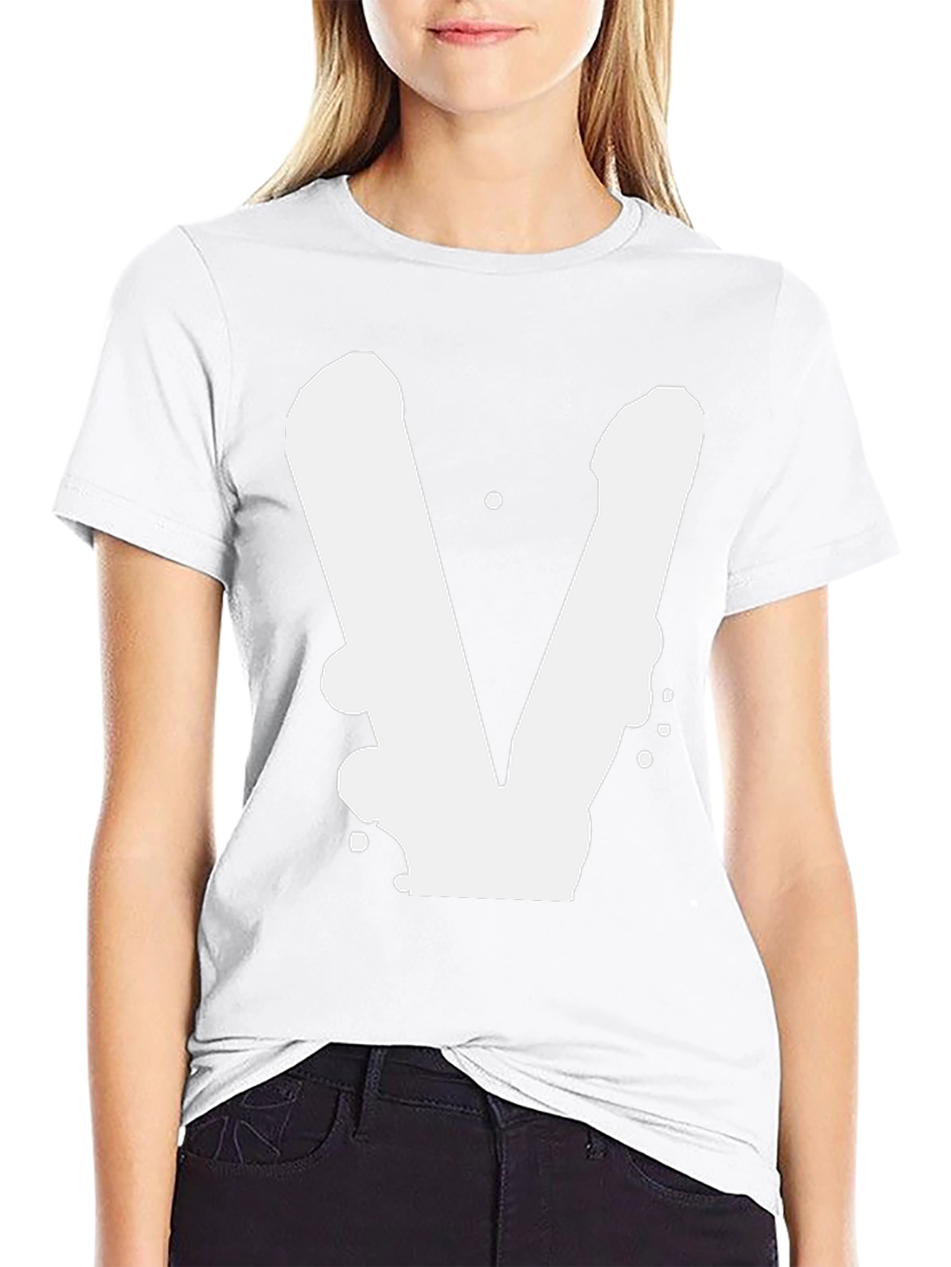 Bold V Graphic Black T-Shirt - Casual Style