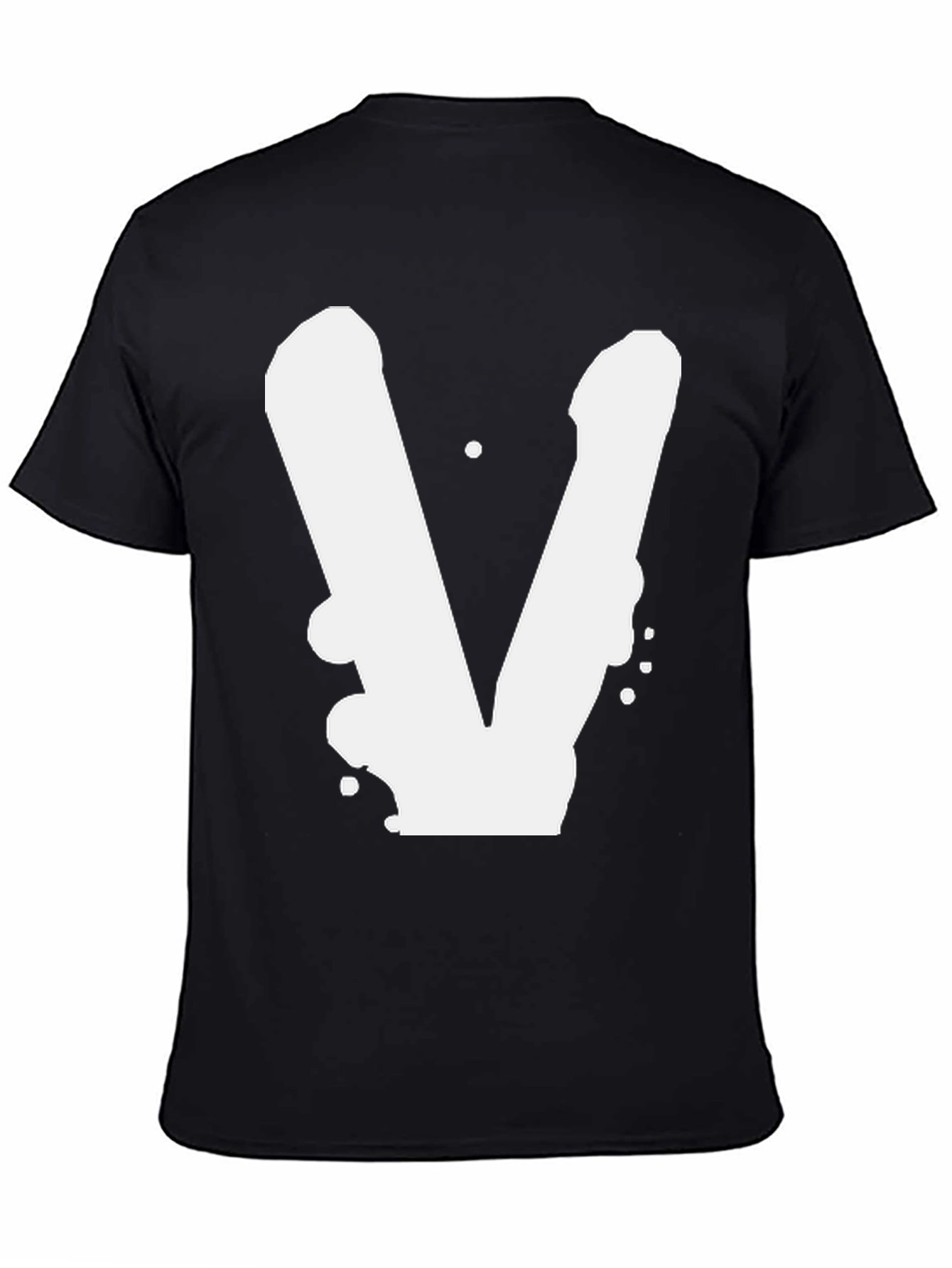 Bold V Graphic Black T-Shirt - Casual Style