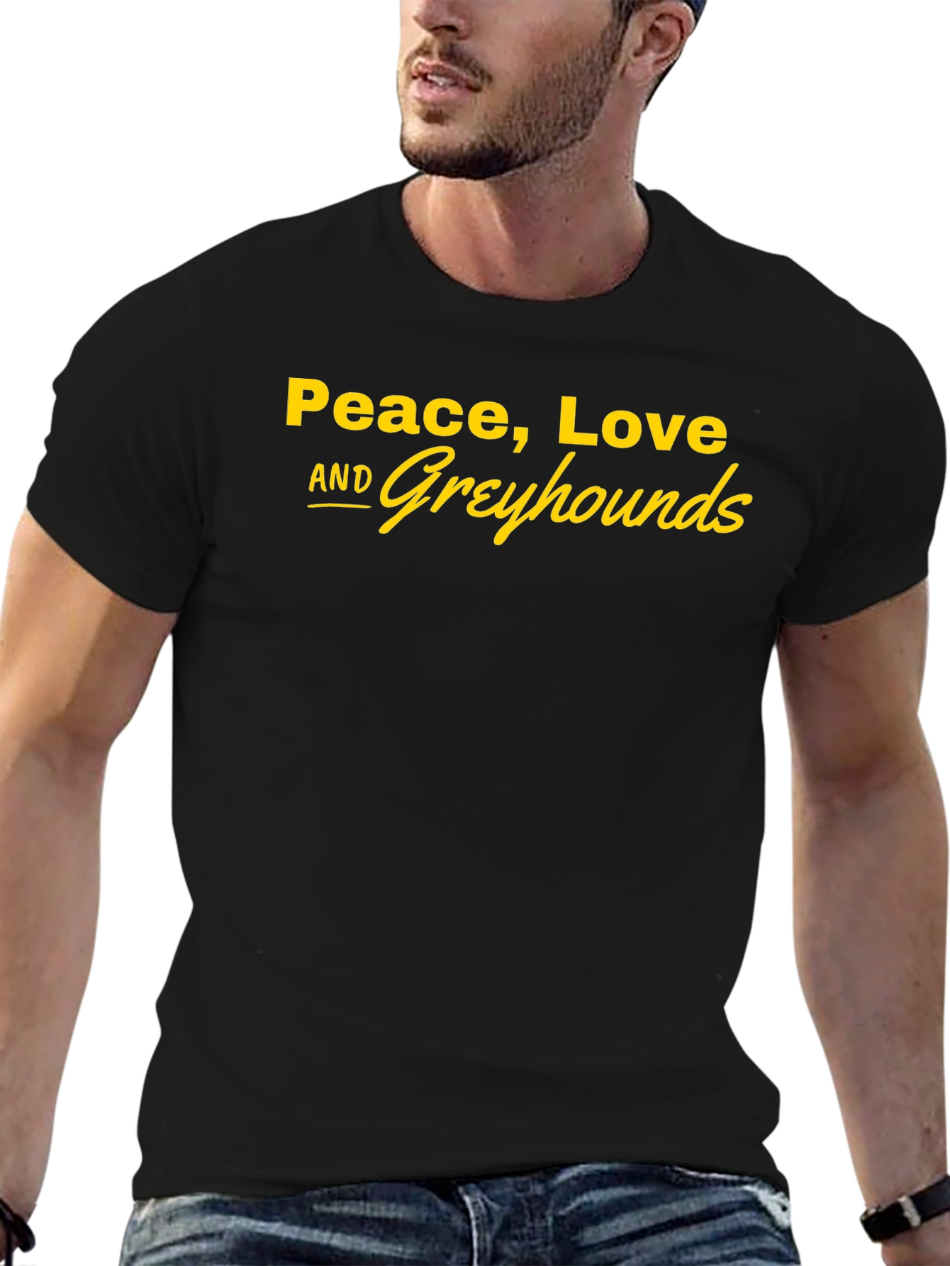 Peace Love and Greyhounds Graphic Tee - Black