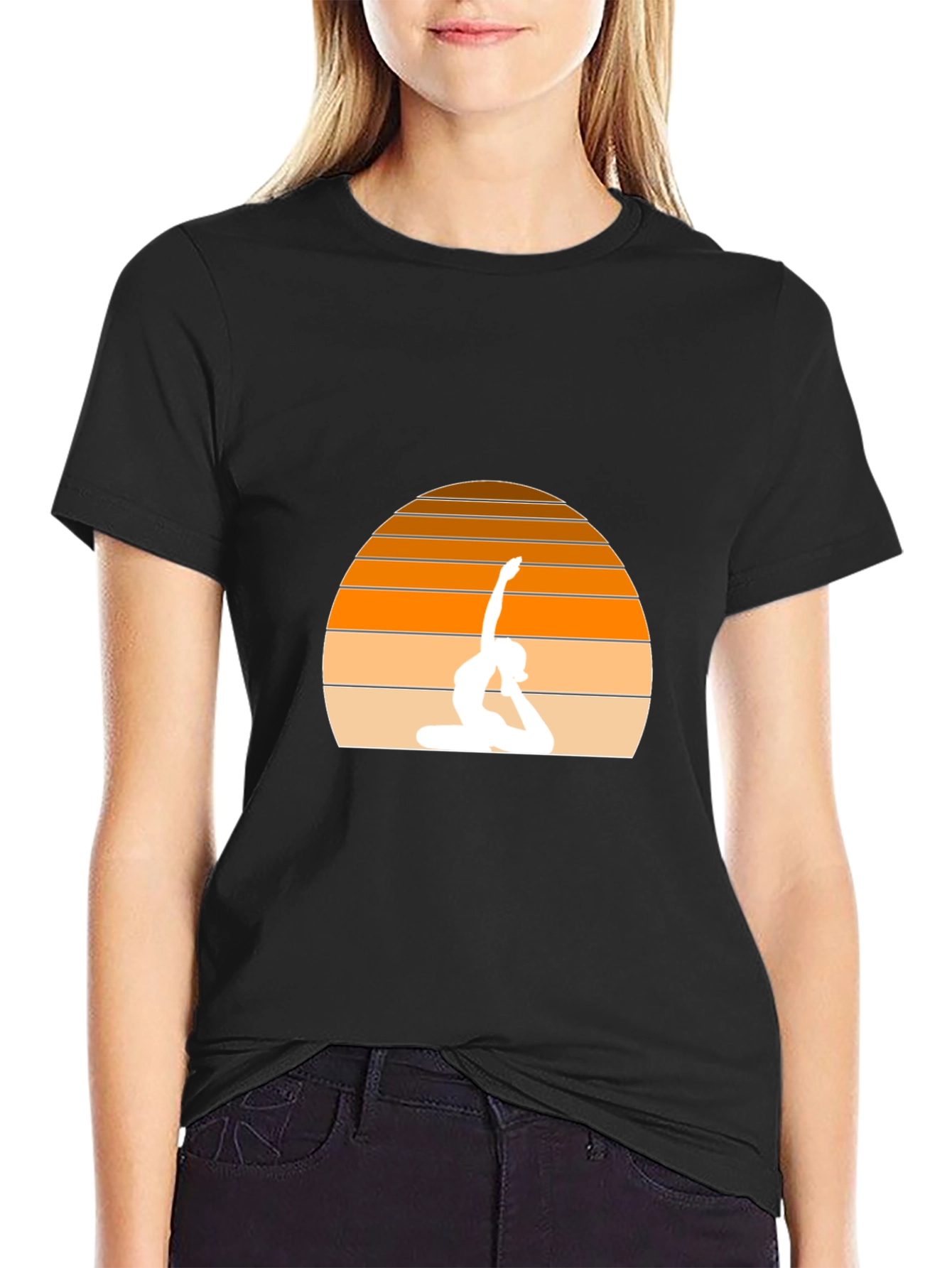 Yoga Sunset Black T-Shirt