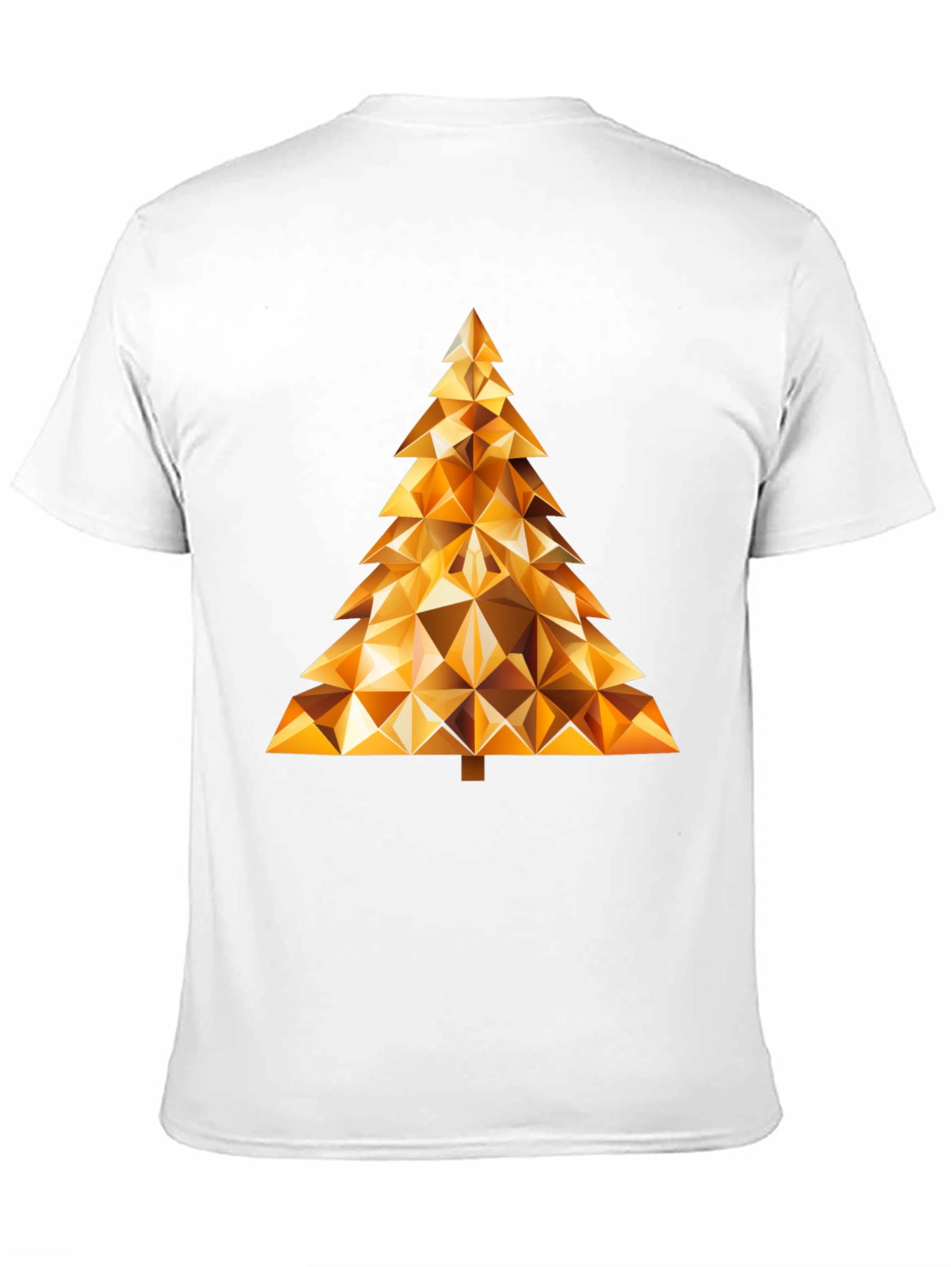 Geometric Gold Christmas Tree Black T-Shirt