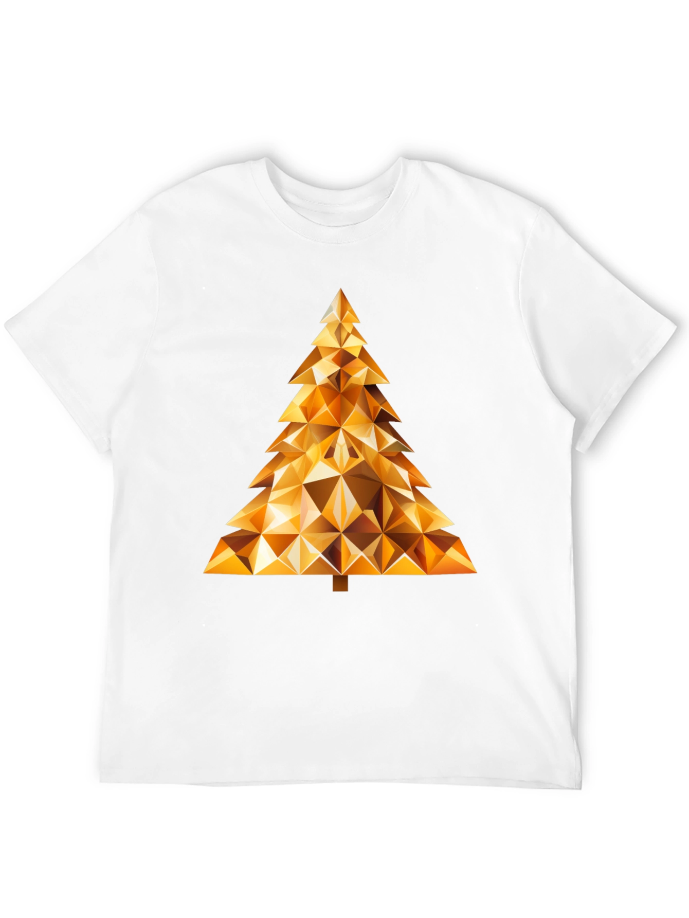 Geometric Gold Christmas Tree Black T-Shirt