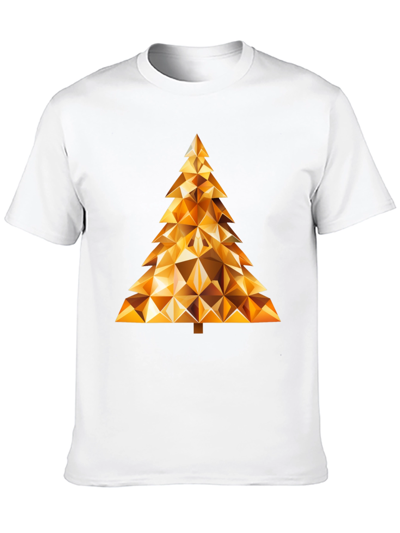 Geometric Gold Christmas Tree Black T-Shirt