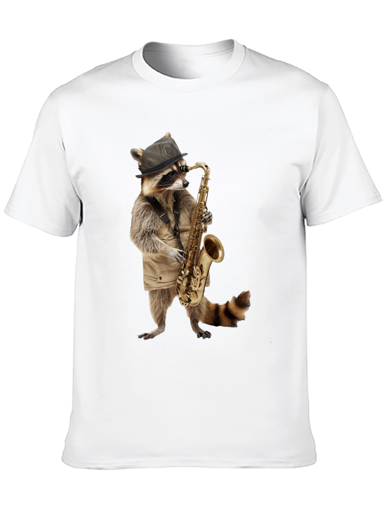 Cool Raccoon Saxophone Player Black T-Shirt