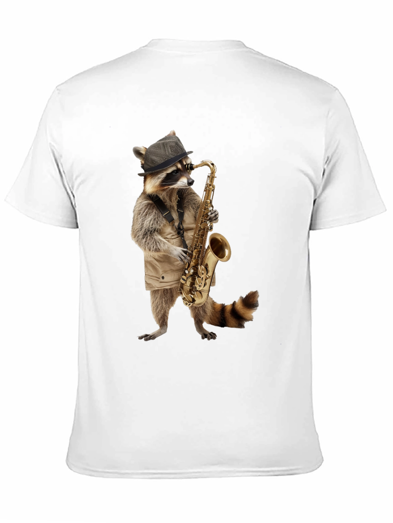 Cool Raccoon Saxophone Player Black T-Shirt