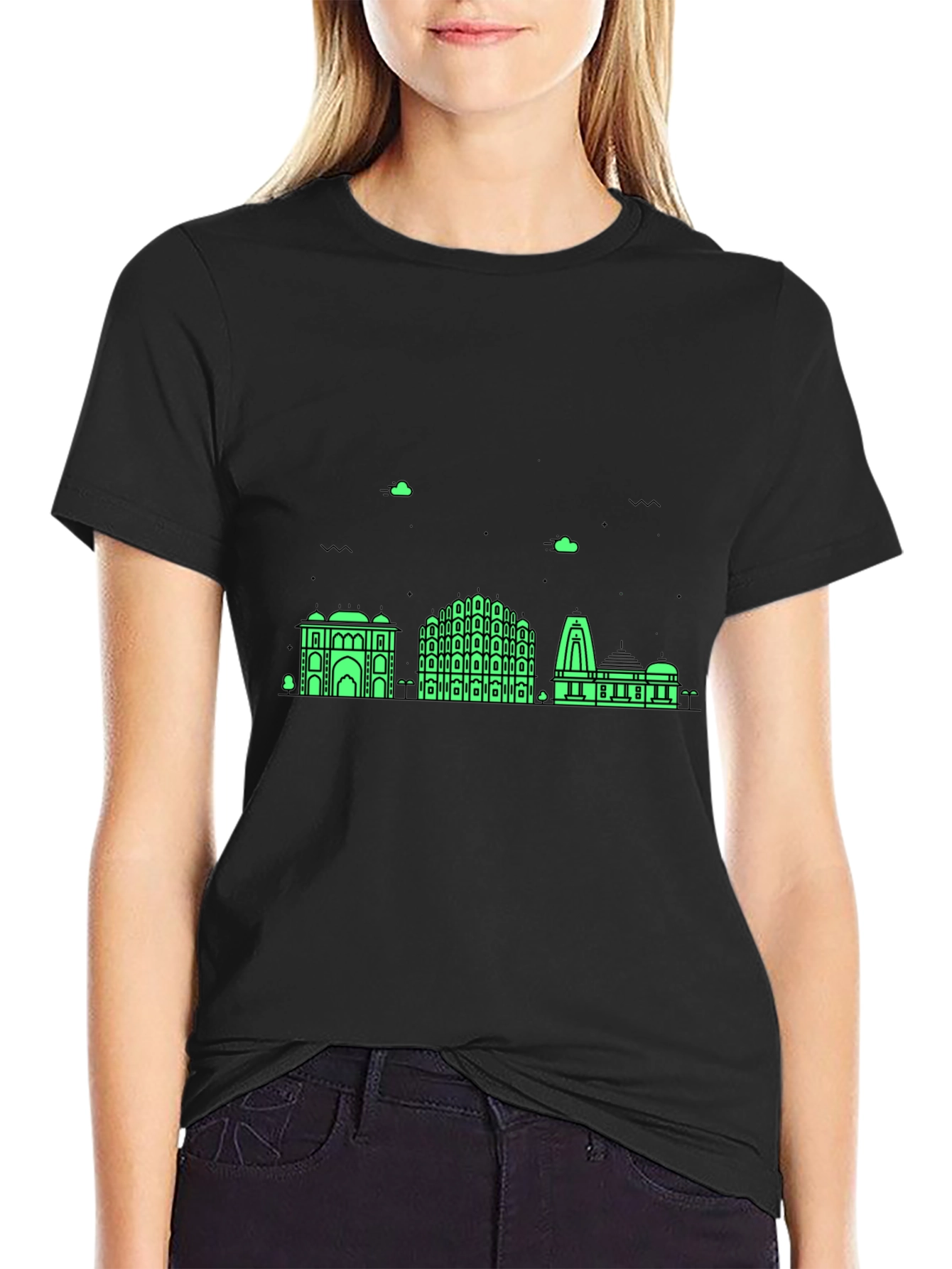 Jaipur Skyline Graphic Tee - Modern Black T-Shirt