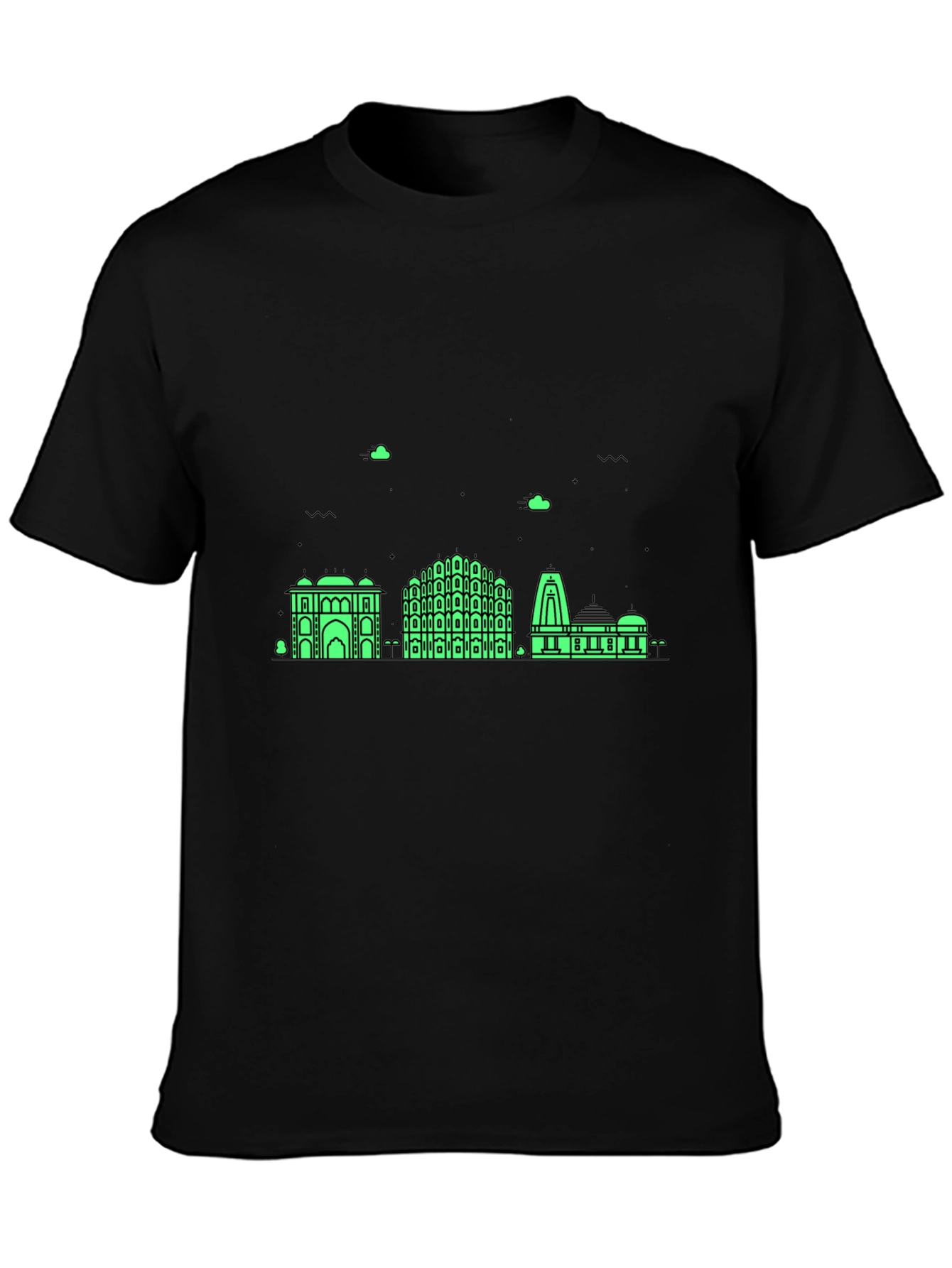 Jaipur Skyline Graphic Tee - Modern Black T-Shirt