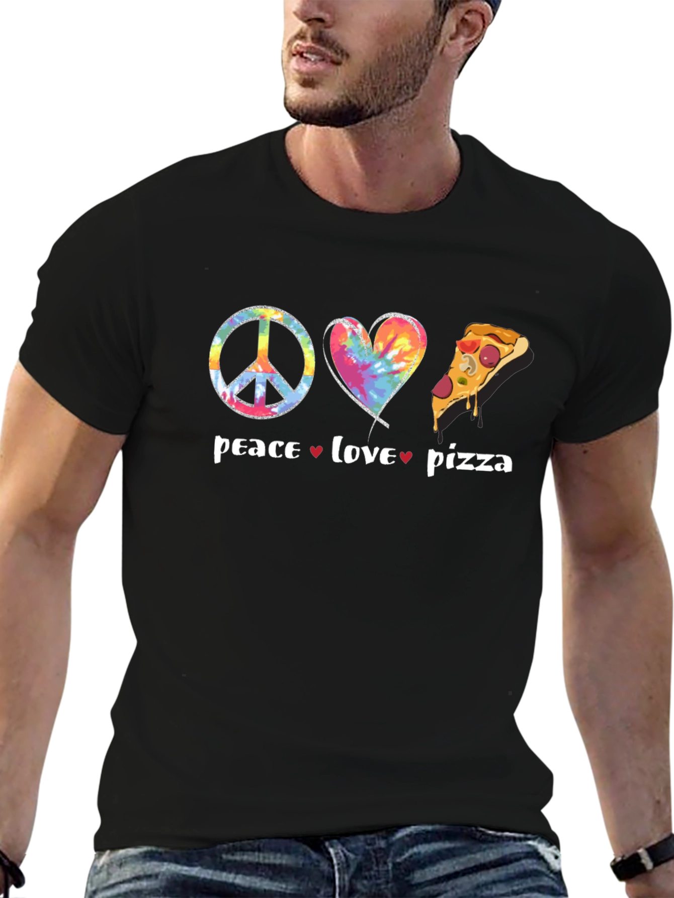 Peace Love Pizza Graphic T-Shirt