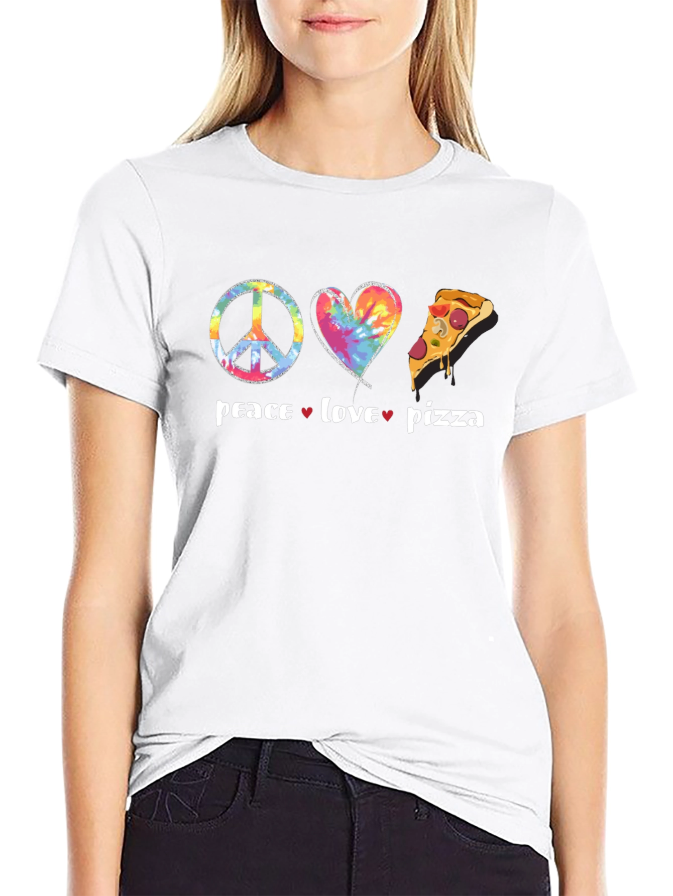 Peace Love Pizza Graphic T-Shirt