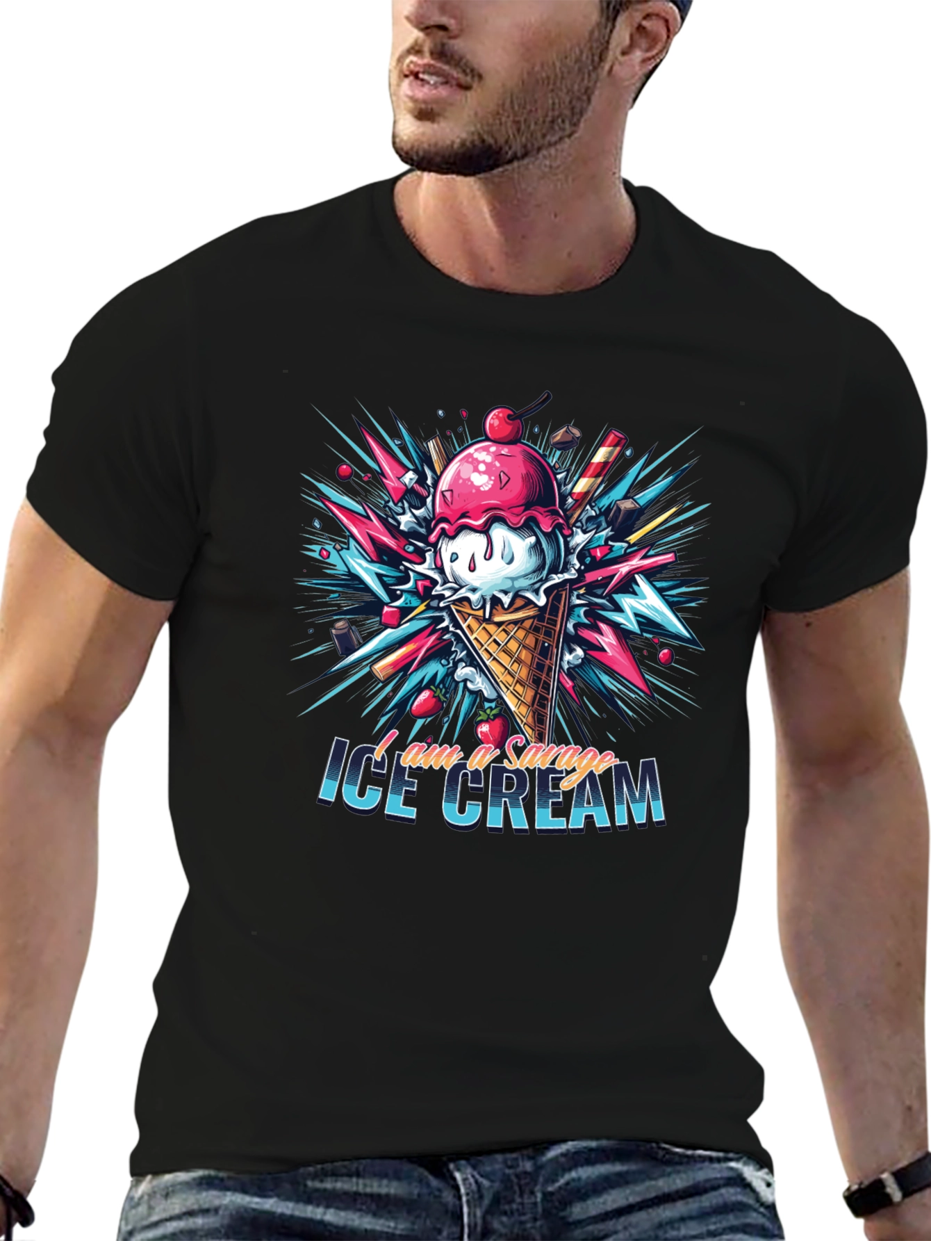 Savage Ice Cream Graphic Tee - Cool Design!