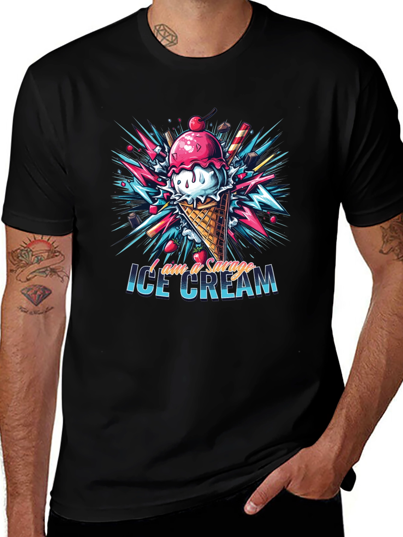 Savage Ice Cream Graphic Tee - Cool Design!
