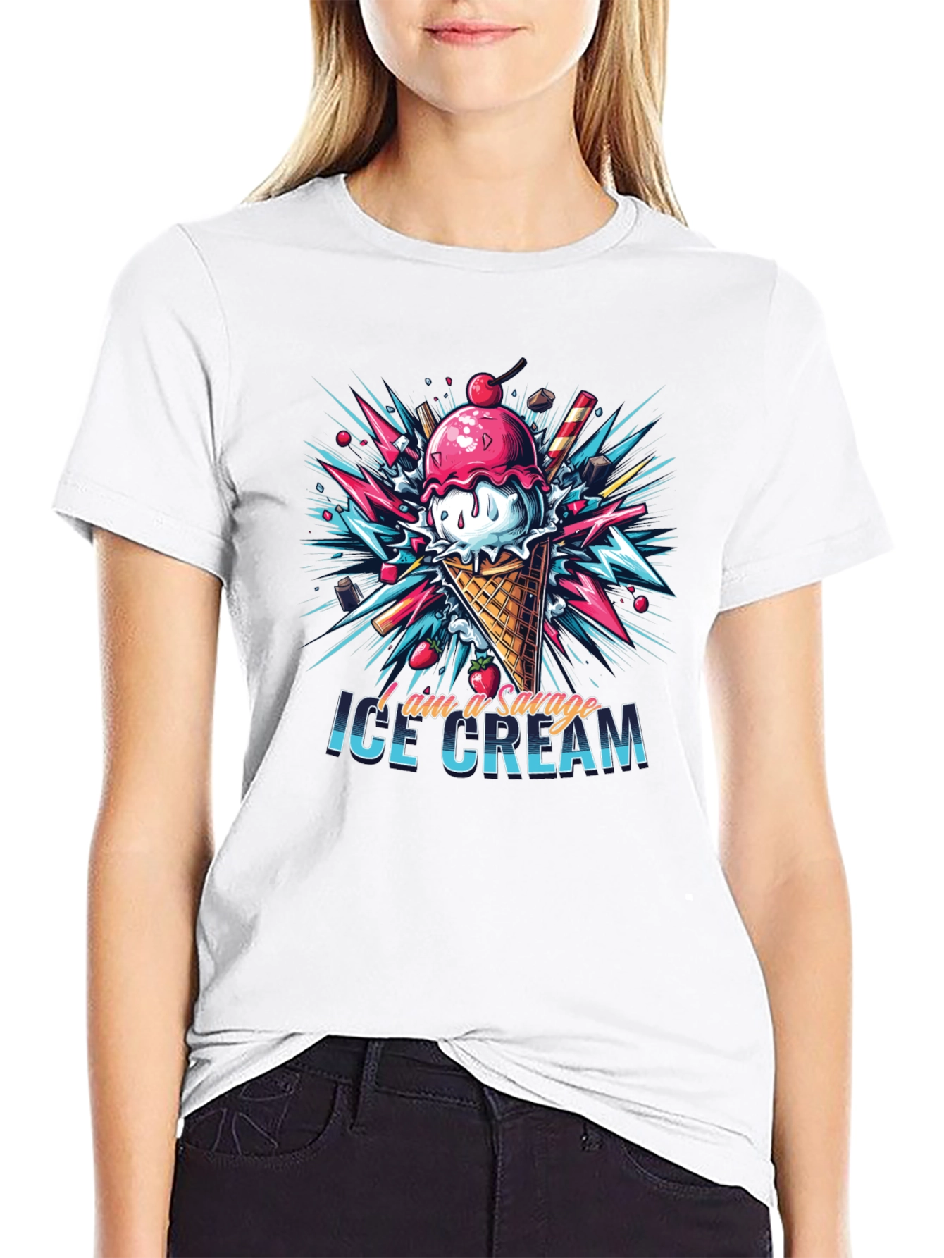Savage Ice Cream Graphic Tee - Cool Design!