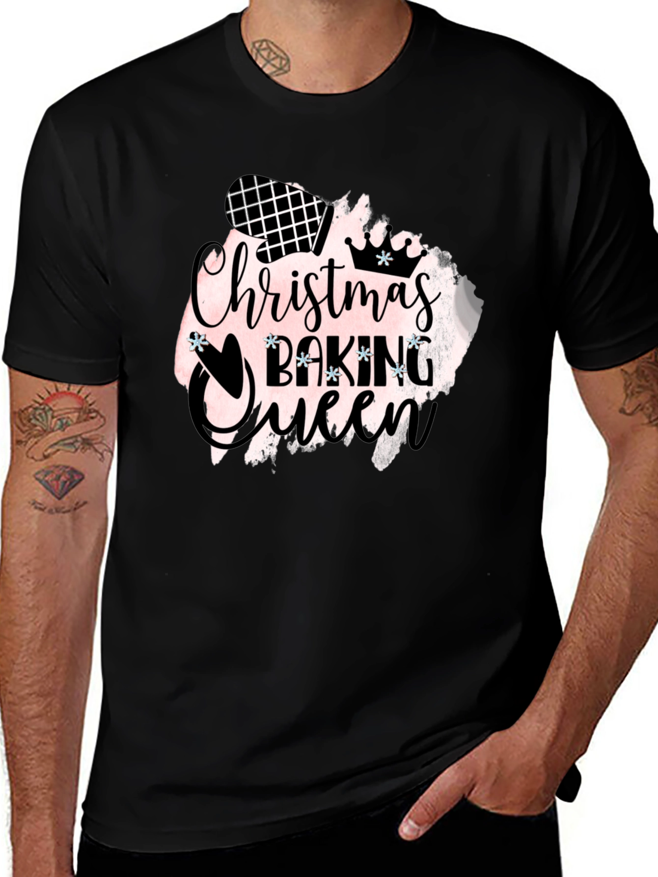 Christmas Baking Queen Black T-Shirt