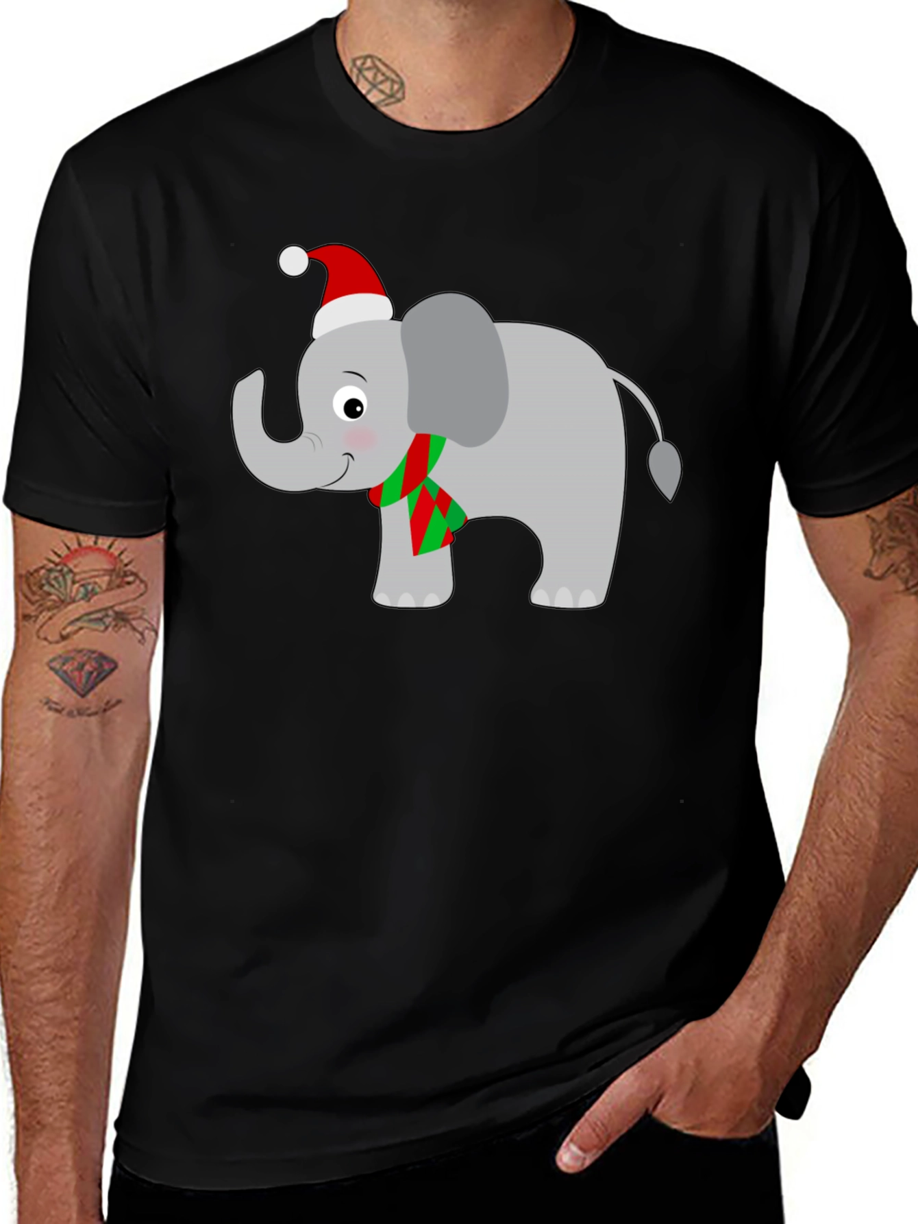 Festive Elephant T-Shirt - Holiday Cheer!