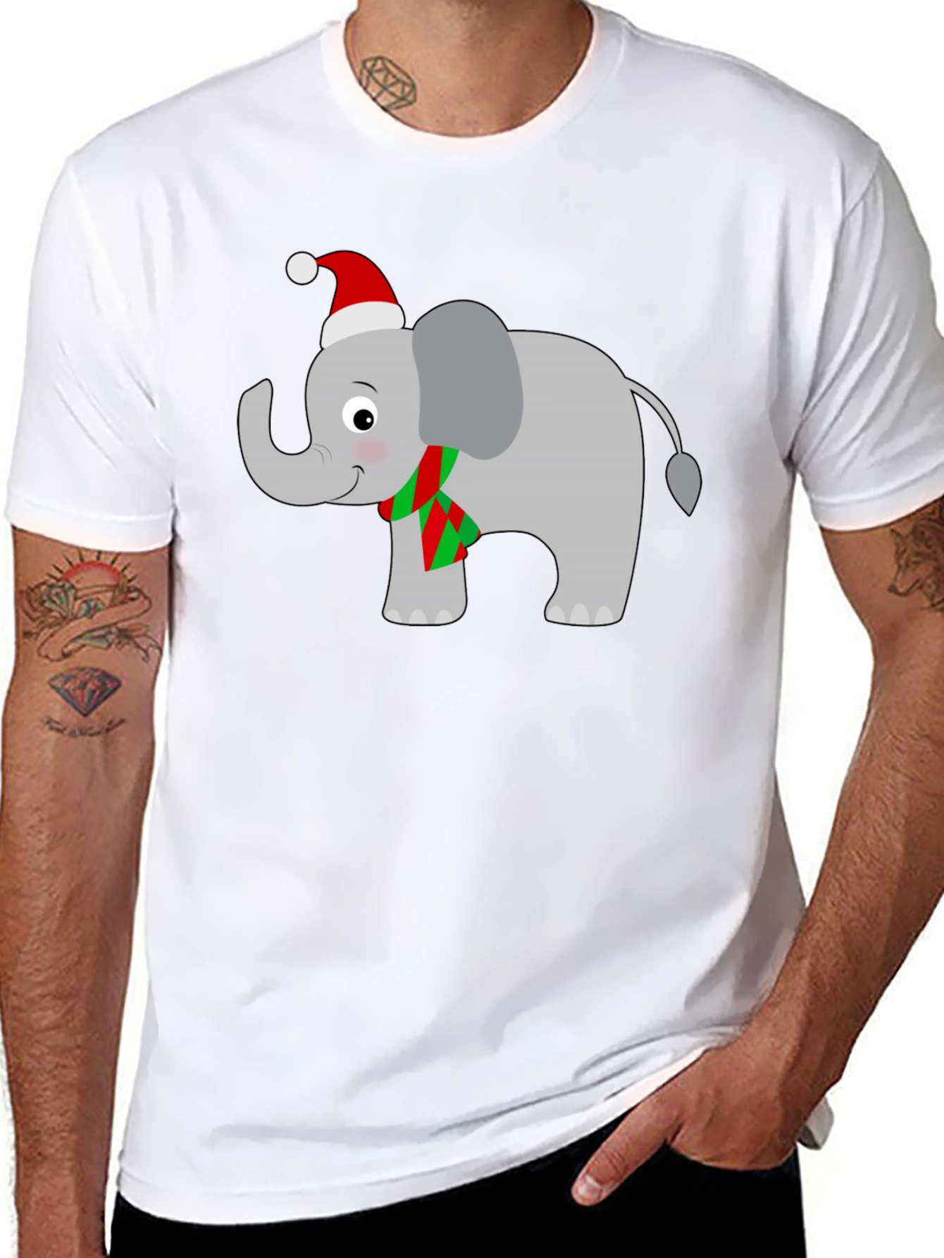 Festive Elephant T-Shirt - Holiday Cheer!