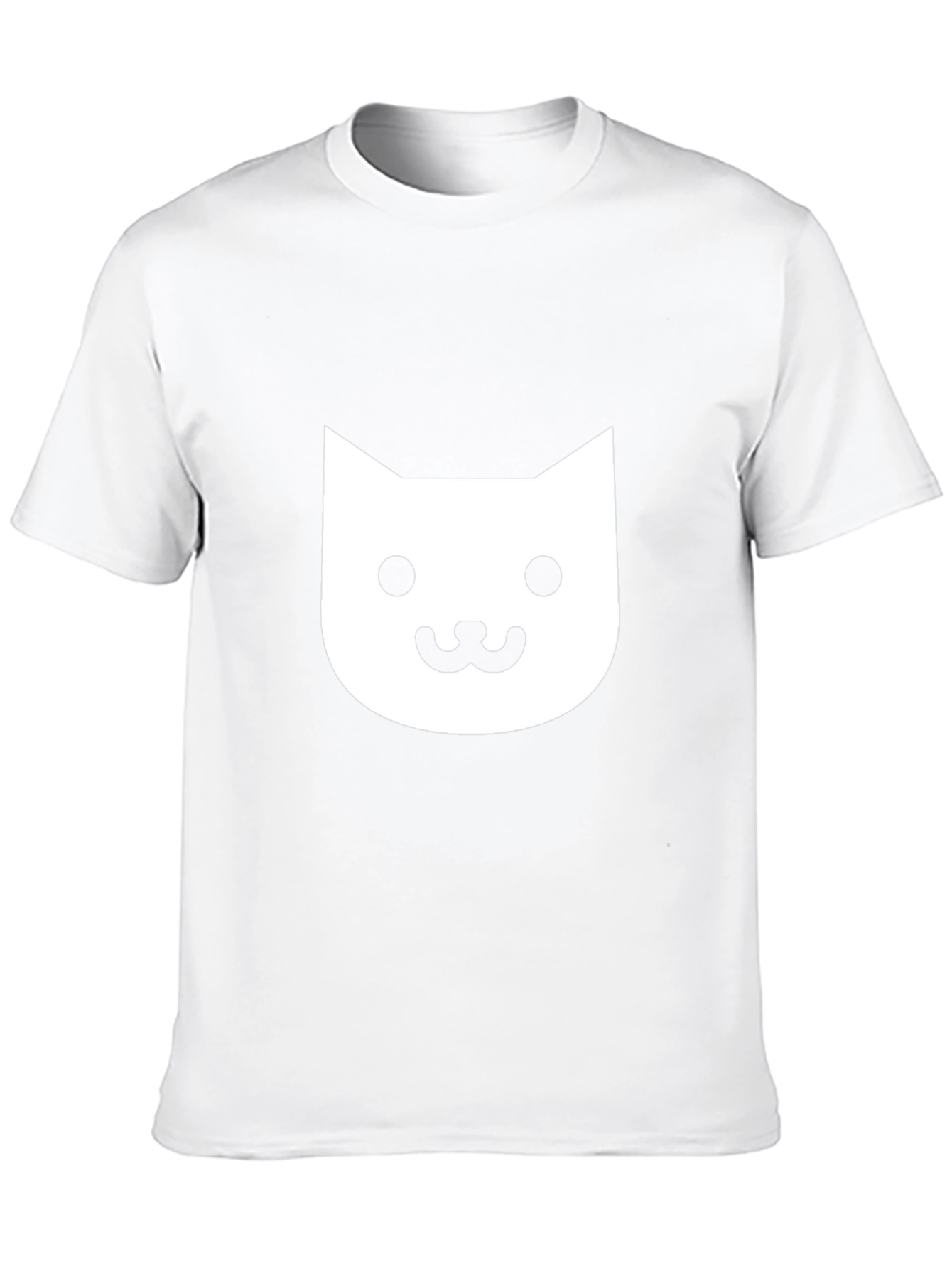 Cute Cat Face Graphic Tee - Black Cotton T-Shirt