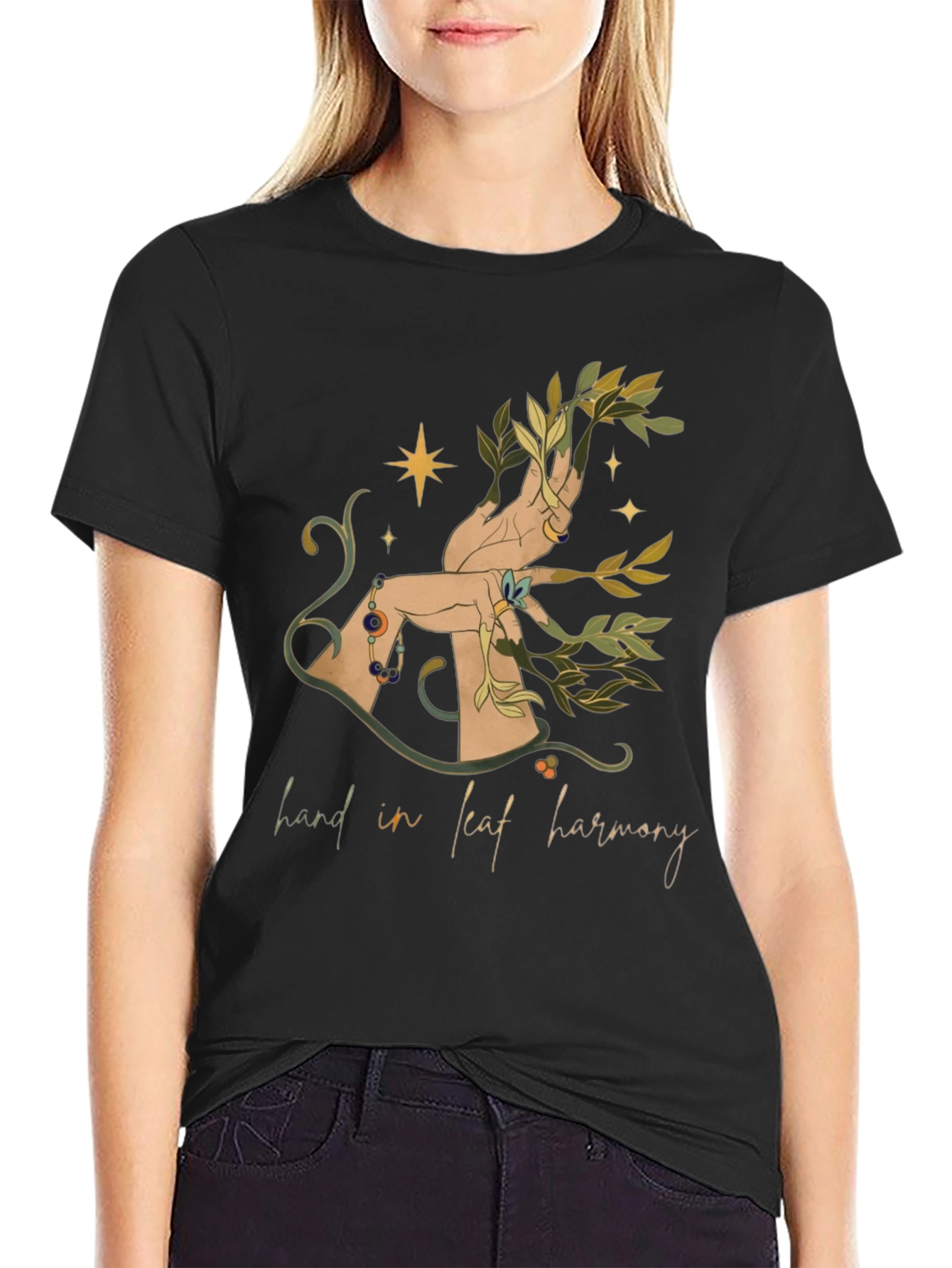 Hand in Leaf Harmony Graphic Tee