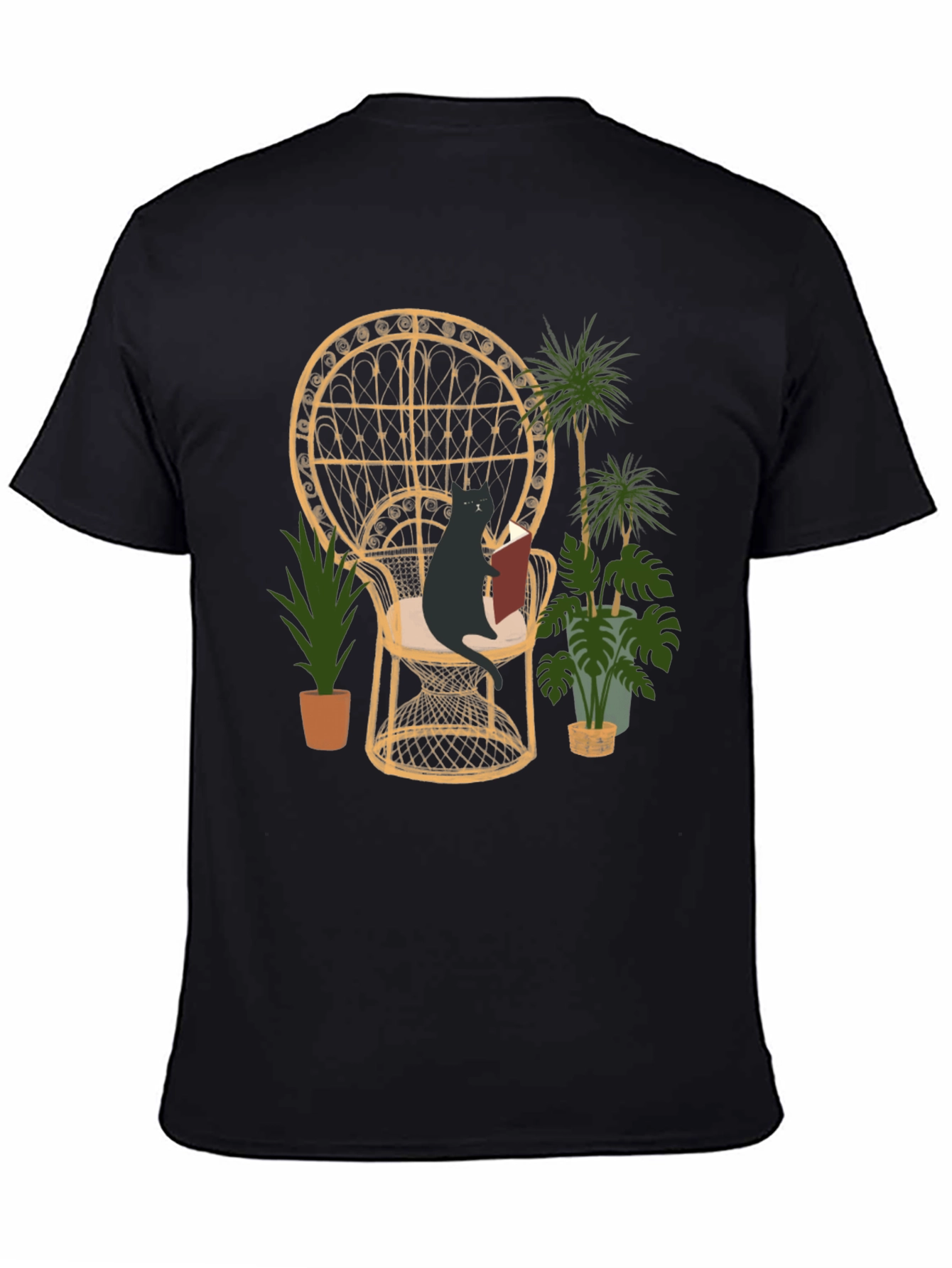 Reading Cat Graphic Tee - Whimsical Style