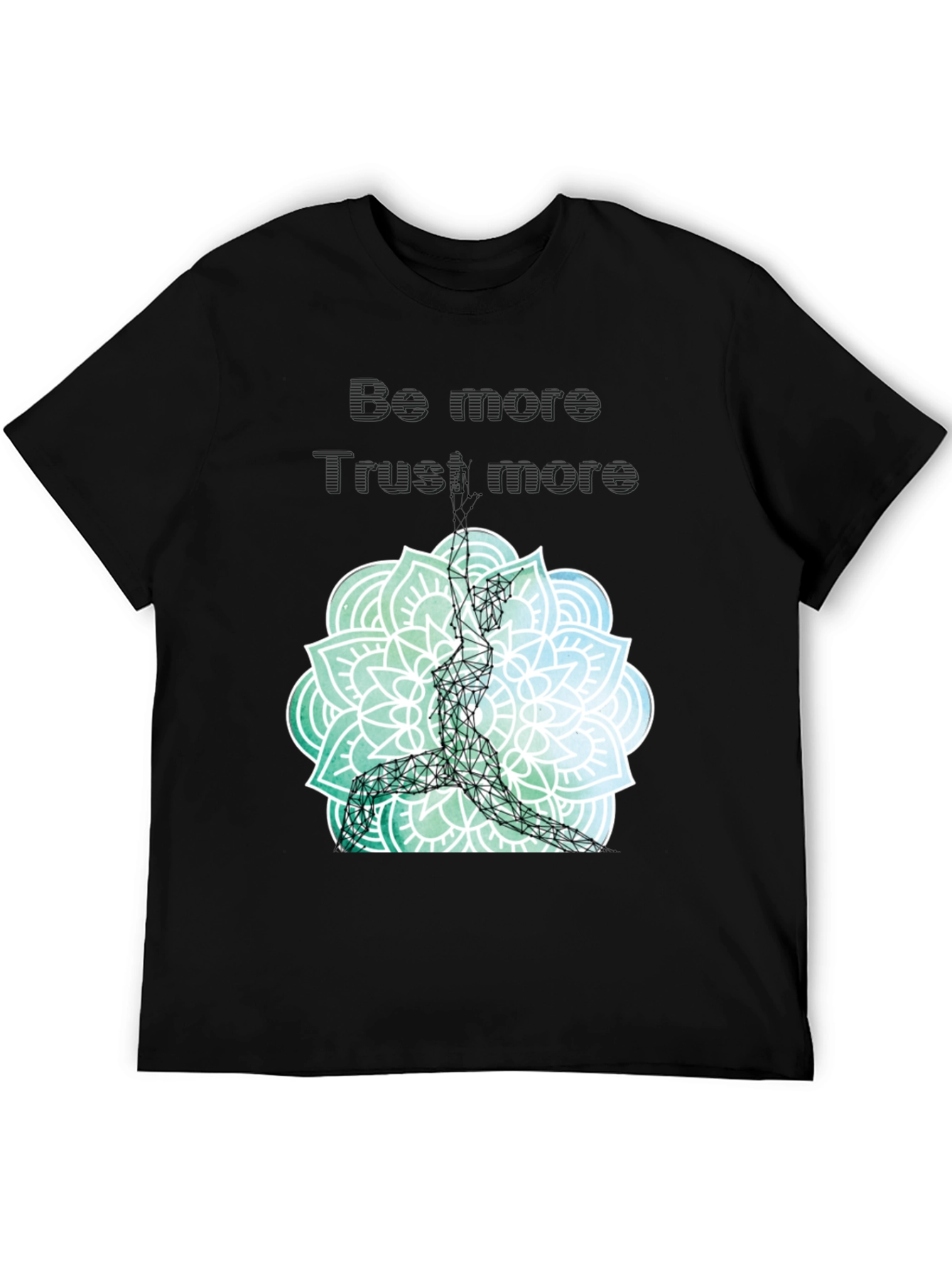Geometric Yoga Pose Mandala Graphic Tee - Black