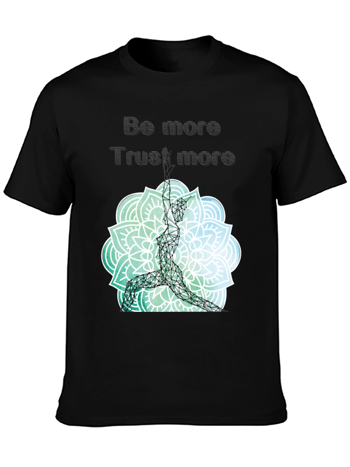 Geometric Yoga Pose Mandala Graphic Tee - Black
