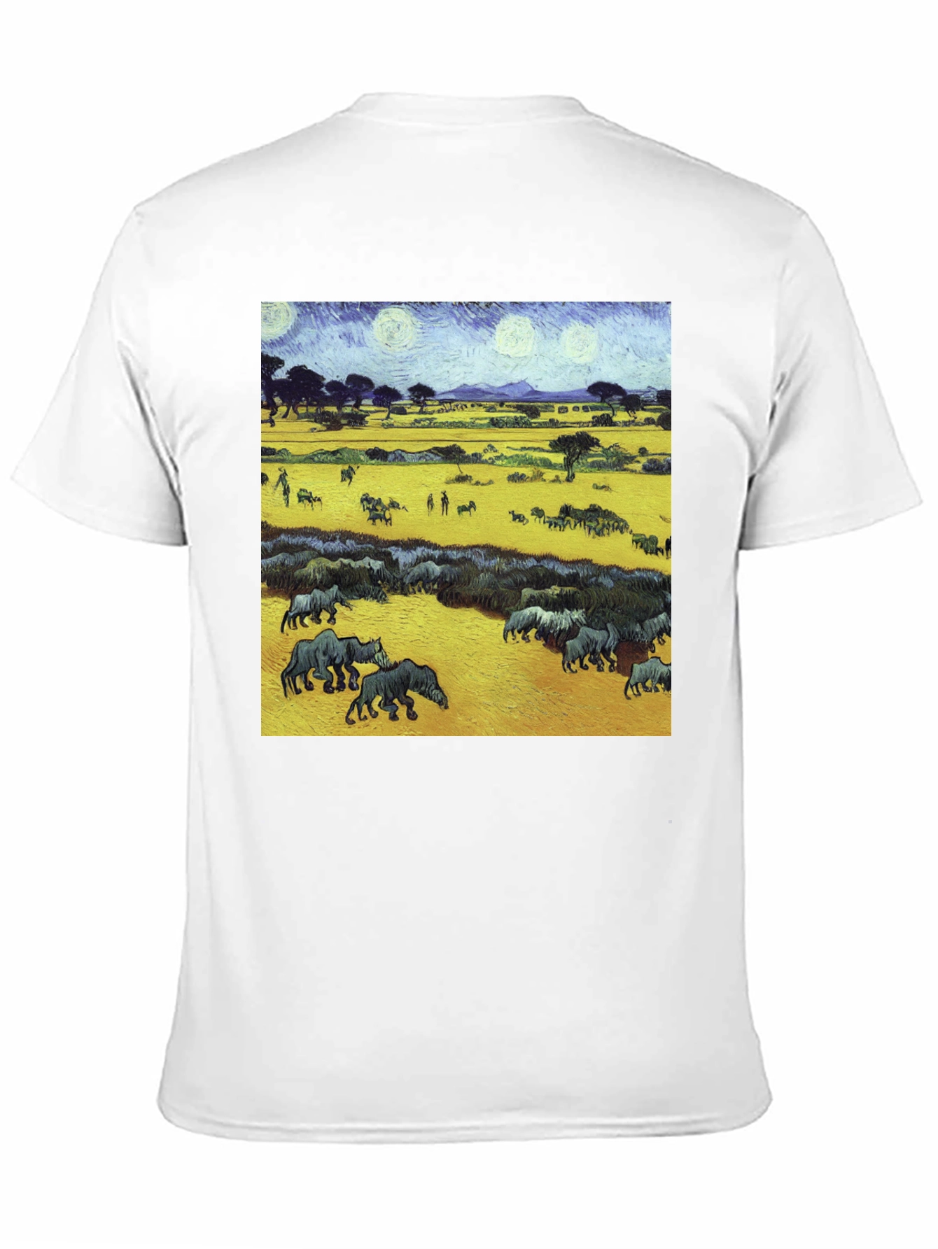 Artistic Wildlife Tee: Painterly Rhino Scene
