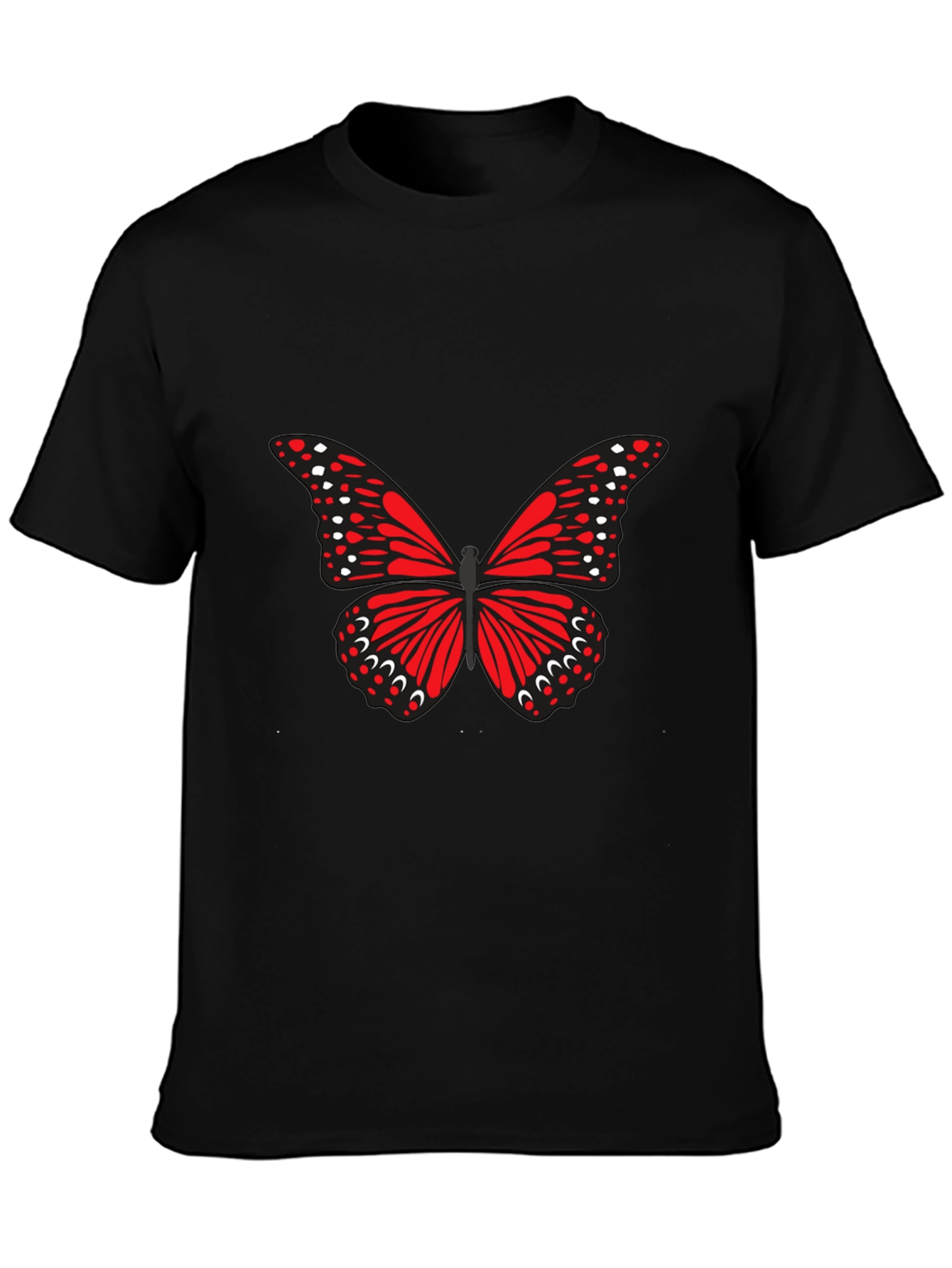 Butterfly Graphic Tee - Black Cotton Casual Top