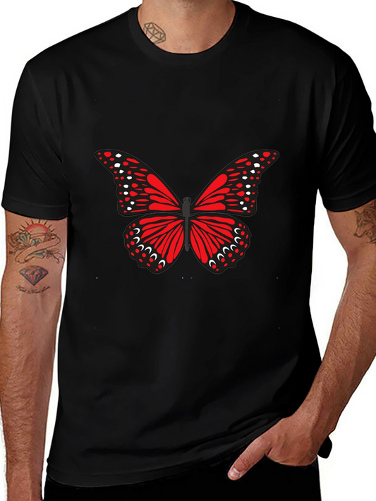 Butterfly Graphic Tee - Black Cotton Casual Top